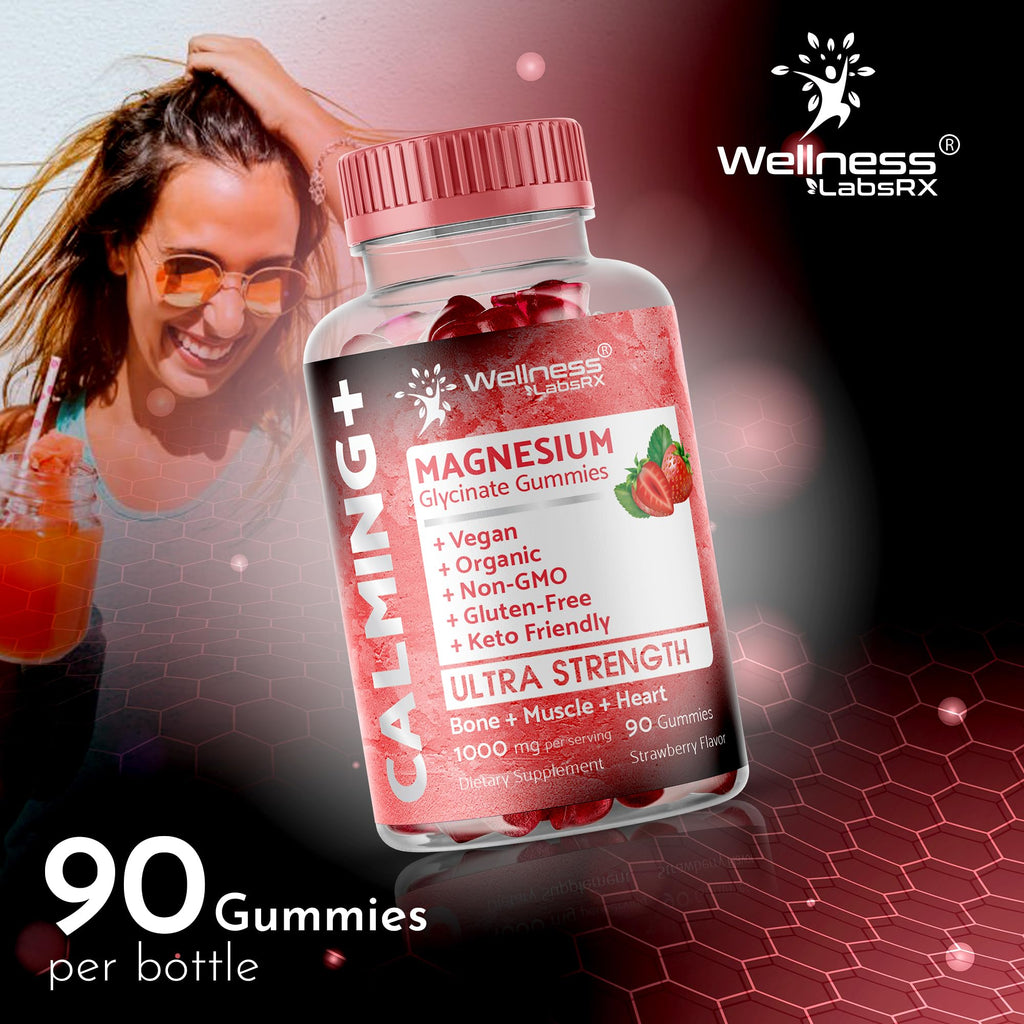 Magnesium Glycinate Gummies, 1000 mg - Magnesium Supplement to Support Relaxation, Heart Health - Chewable Calm Magnesio Gummies for Adults, - TrustMedUSA