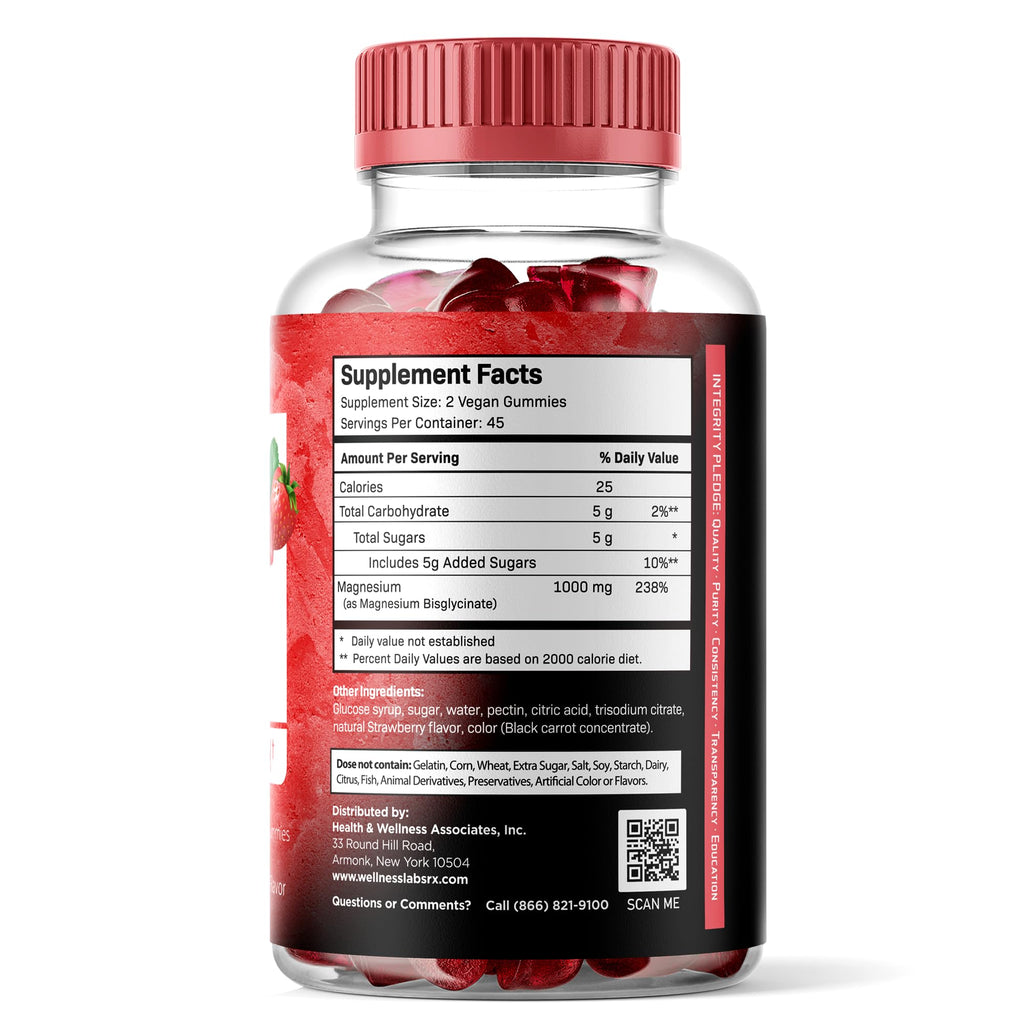 Magnesium Glycinate Gummies, 1000 mg - Magnesium Supplement to Support Relaxation, Heart Health - Chewable Calm Magnesio Gummies for Adults, - TrustMedUSA