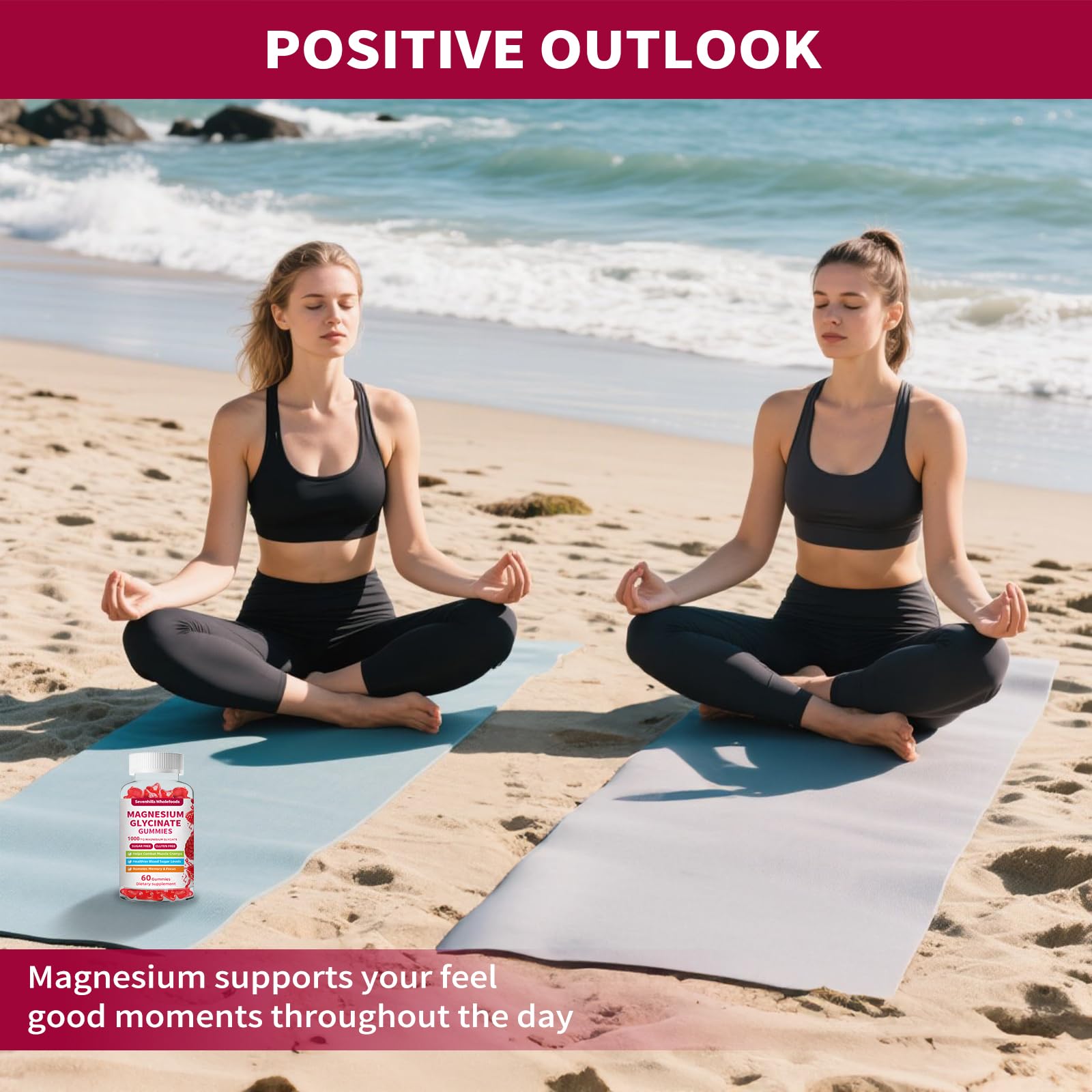 Magnesium Glycinate Gummies 1000mg - Sugar Free Magnesium Potassium Supplement for Relaxation, Calm, Stress Relief, and Sleep Support for Adults & Kids - 60 Raspberry Gummies - TrustMedUSA