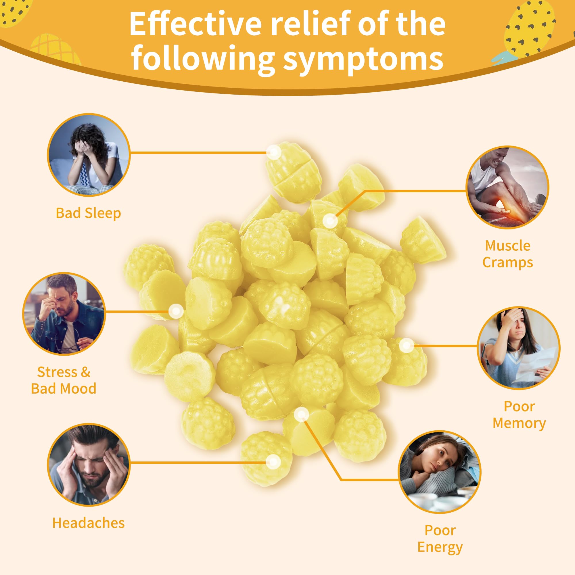 Magnesium Glycinate Gummies 1000mg - Sugar Free Magnesium Potassium Supplement with Vitamin D, B6, CoQ10 for Calm Mood & Sleep Support - 60 Pineapple Gummies -1 Pack - TrustMedUSA