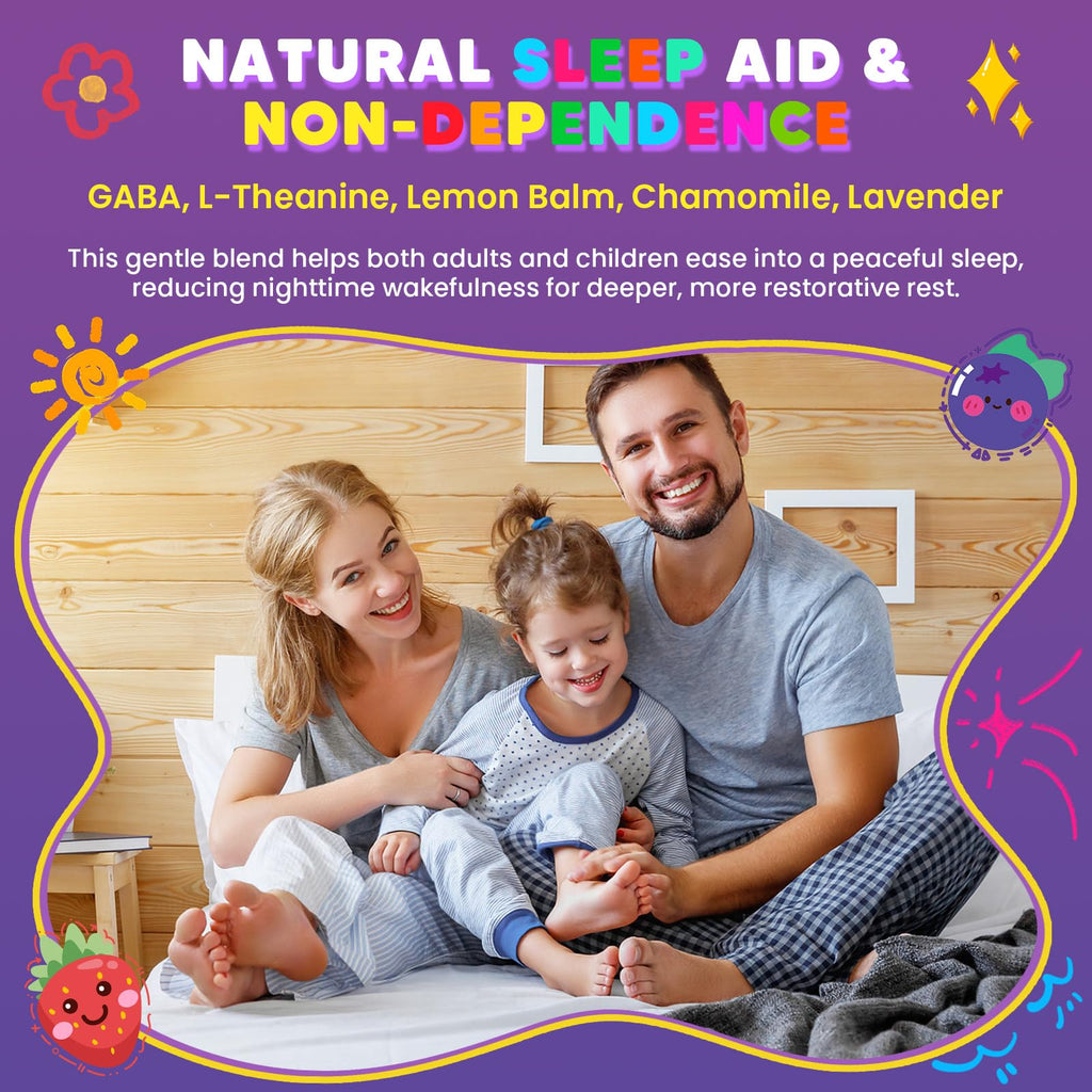 Magnesium Glycinate Gummies 400/200mg for Kids & Adults, NO Melatonin Sleep Aid Magnesium Supplement Gummies with Chamomile, Lavender, L-Theanine & GABA, B6, D3 & K2 for Bone, Relax, Immune Support - TrustMedUSA