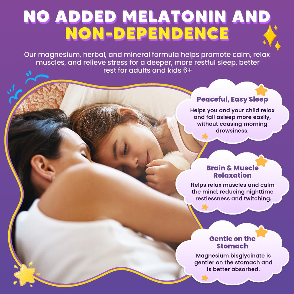 Magnesium Glycinate Gummies 400/200mg for Kids & Adults, NO Melatonin Sleep Aid Magnesium Supplement Gummies with Chamomile, Lavender, L-Theanine & GABA, B6, D3 & K2 for Bone, Relax, Immune Support - TrustMedUSA