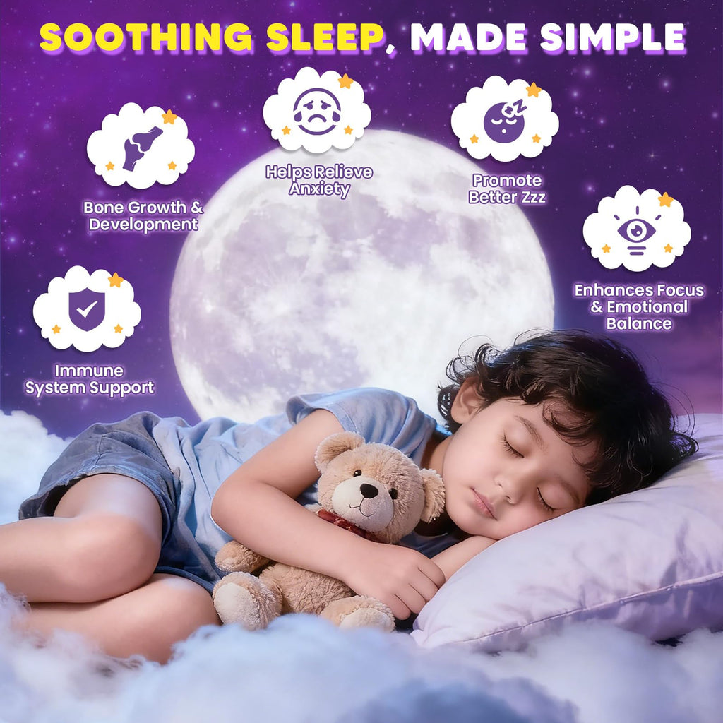 Magnesium Glycinate Gummies 400/200mg for Kids & Adults, NO Melatonin Sleep Aid Magnesium Supplement Gummies with Chamomile, Lavender, L-Theanine & GABA, B6, D3 & K2 for Bone, Relax, Immune Support - TrustMedUSA
