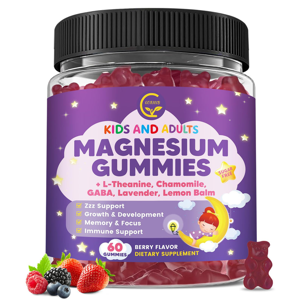 Magnesium Glycinate Gummies 400/200mg for Kids & Adults, NO Melatonin Sleep Aid Magnesium Supplement Gummies with Chamomile, Lavender, L-Theanine & GABA, B6, D3 & K2 for Bone, Relax, Immune Support - TrustMedUSA
