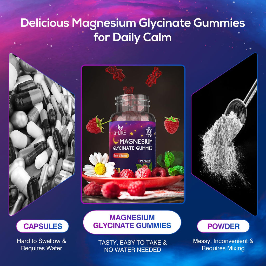 Magnesium Glycinate Gummies 400mg, High Absorption Magnesium Gummies with L-Theanine, Ashwagandha & GABA for Relaxation, Stress Relief & Slee - TrustMedUSA