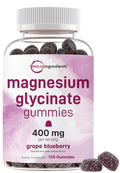 Magnesium Glycinate Gummies 400mg Per Serving, 120 Count | Natural Grape Blueberry Flavor | Potent Elemental Form + Chelated for High Absorption | Healthy Muscle, Bones, & Mood Support Supplement - TrustMedUSA