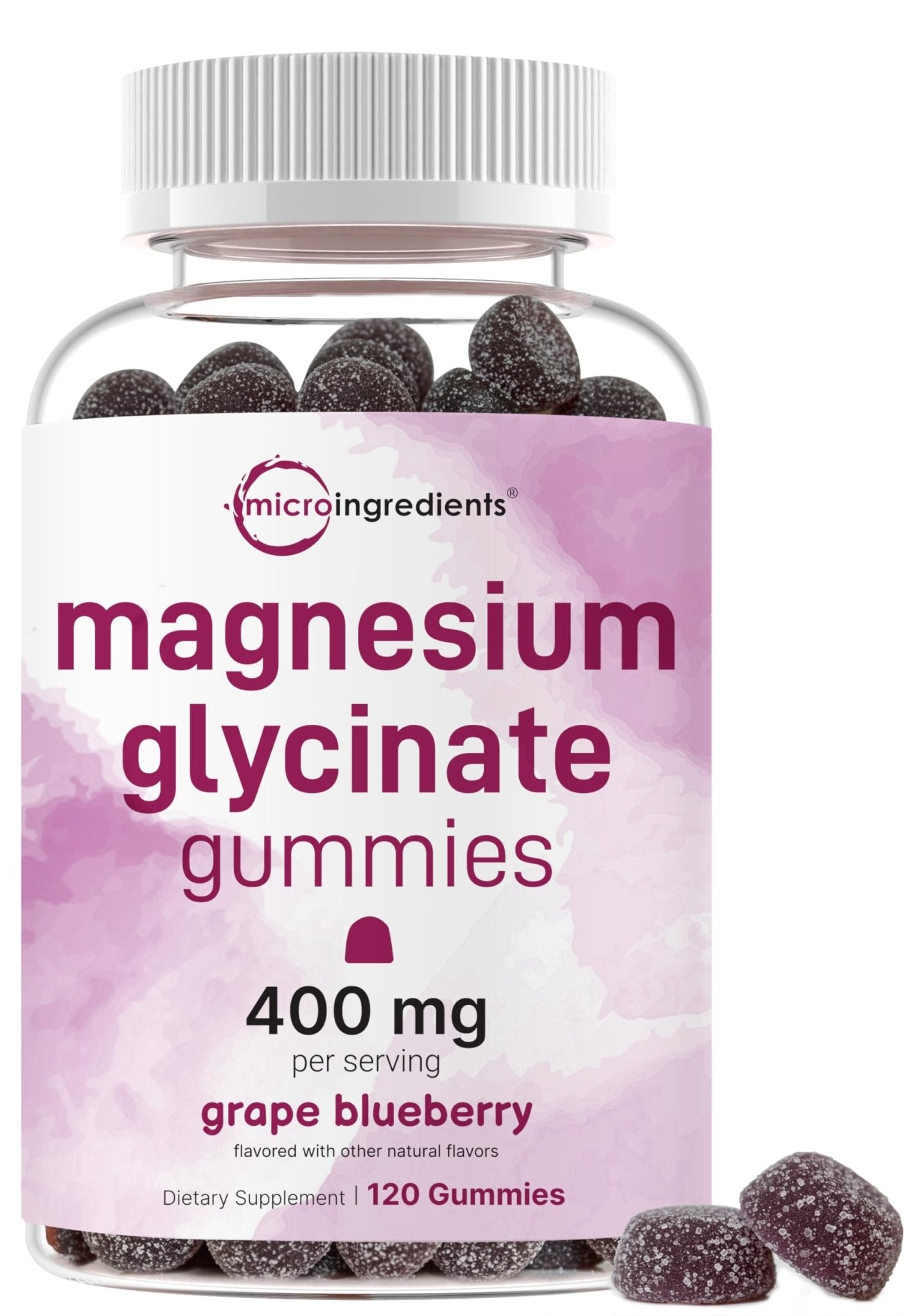Magnesium Glycinate Gummies 400mg Per Serving, 120 Count | Natural Grape Blueberry Flavor | Potent Elemental Form + Chelated for High Absorption | Healthy Muscle, Bones, & Mood Support Supplement - TrustMedUSA