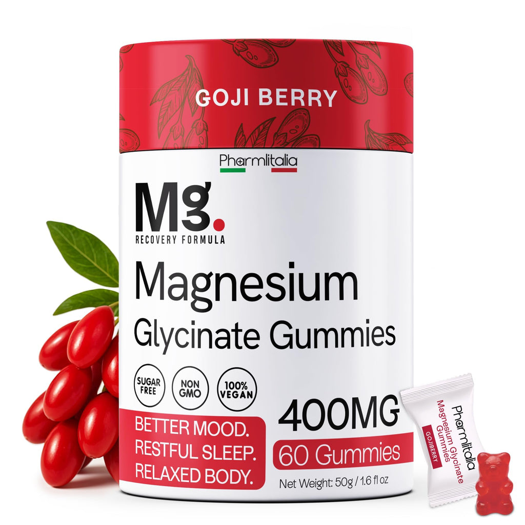 Magnesium Glycinate Gummies 400mg - Sleep Gummies for Kids & Adults - Magnesium Glycinate Chewable High Absorption for Muscle Recovery, Better Sleep & Relaxation (Gojiberry) - TrustMedUSA