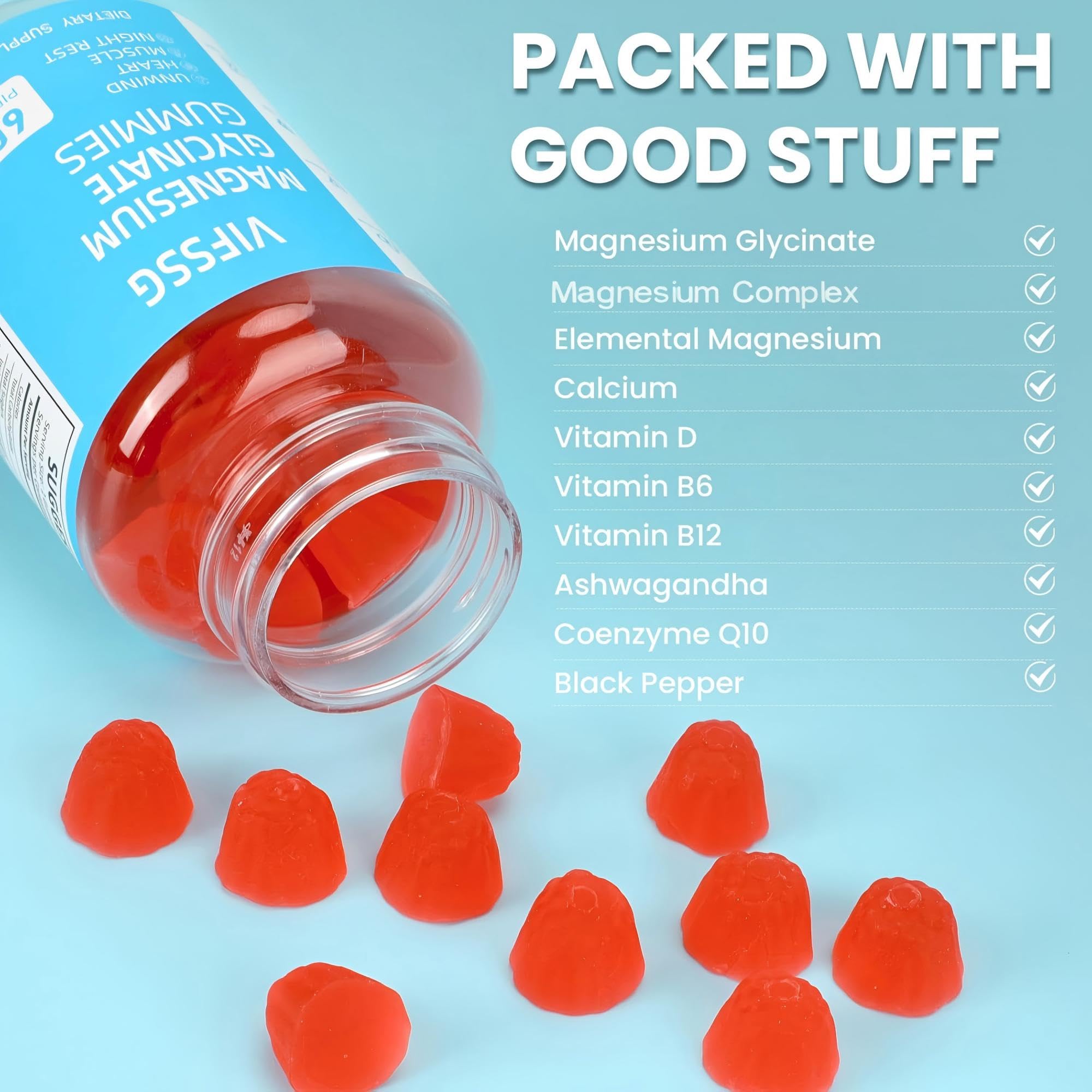 Magnesium Glycinate Gummies 400mg, Sugar Free Gummies with Magnesium L-Threonate 200mg - Magnesium Supplement Chewable Gummies - TrustMedUSA