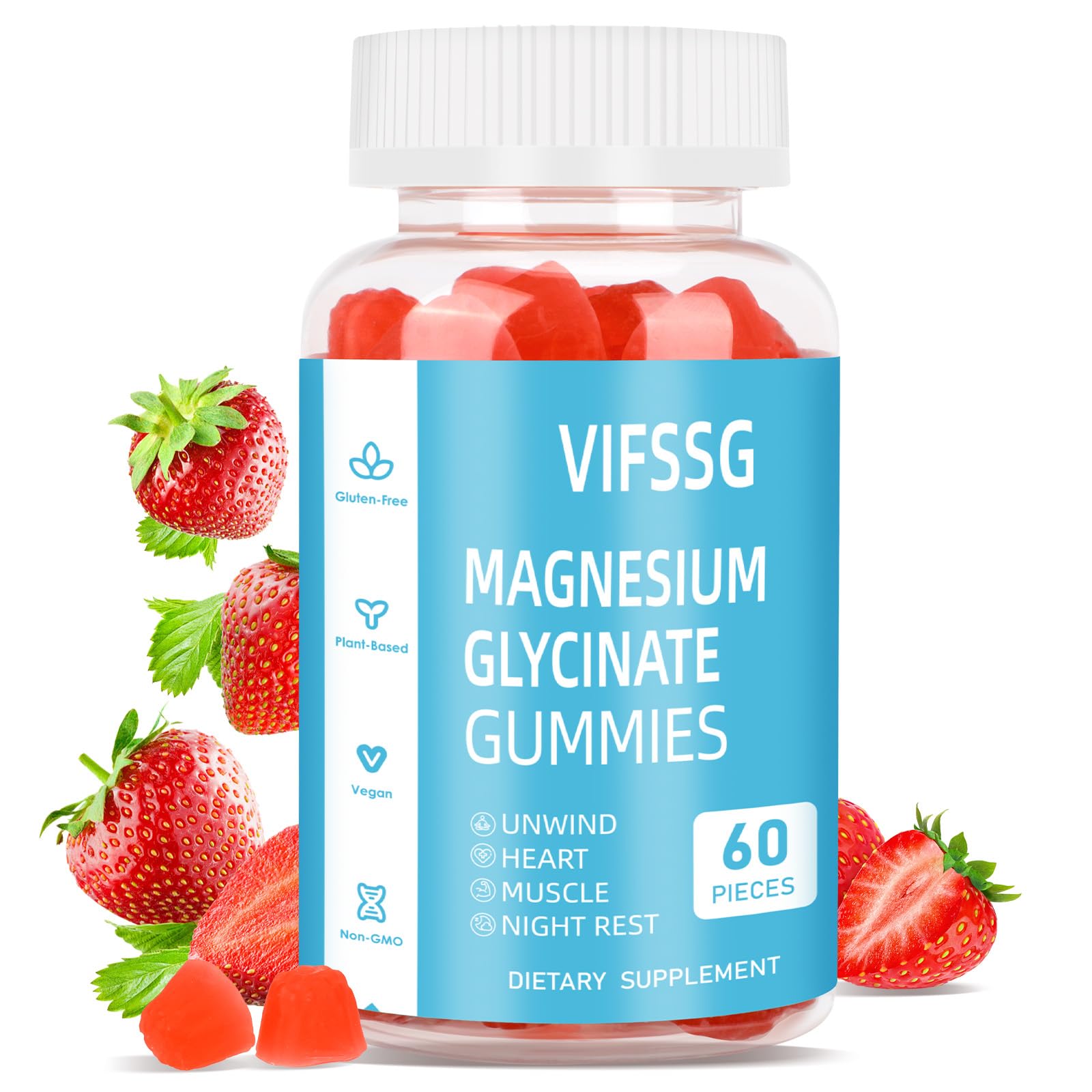 Magnesium Glycinate Gummies 400mg, Sugar Free Gummies with Magnesium L-Threonate 200mg - Magnesium Supplement Chewable Gummies - TrustMedUSA
