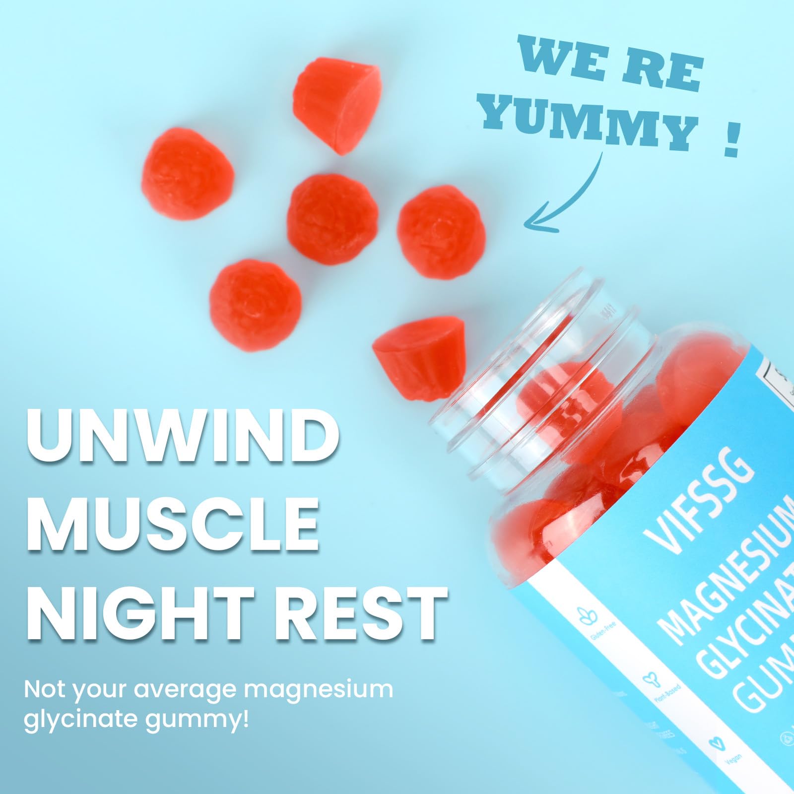 Magnesium Glycinate Gummies 400mg, Sugar Free Gummies with Magnesium L-Threonate 200mg - Magnesium Supplement Chewable Gummies - TrustMedUSA
