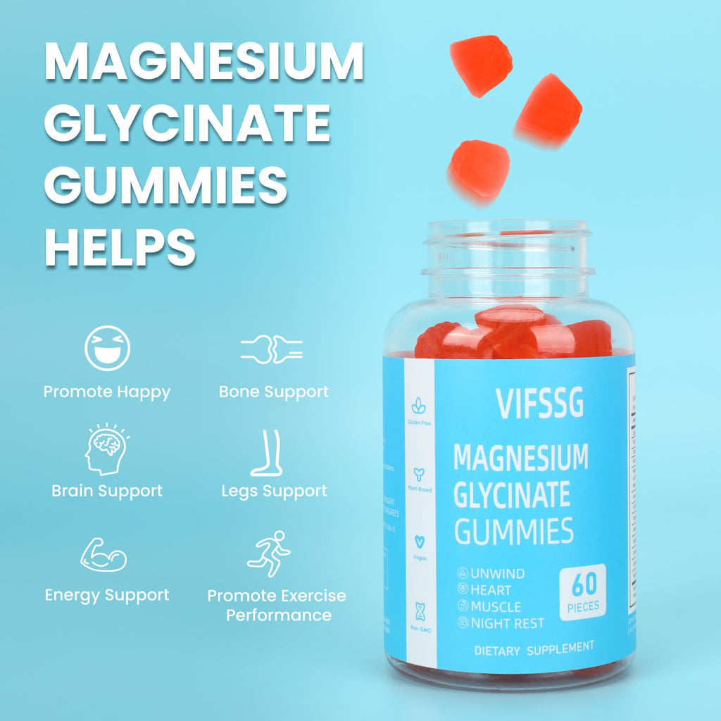 Magnesium Glycinate Gummies 400mg, Sugar Free Gummies with Magnesium L-Threonate 200mg - Magnesium Supplement Chewable Gummies - TrustMedUSA