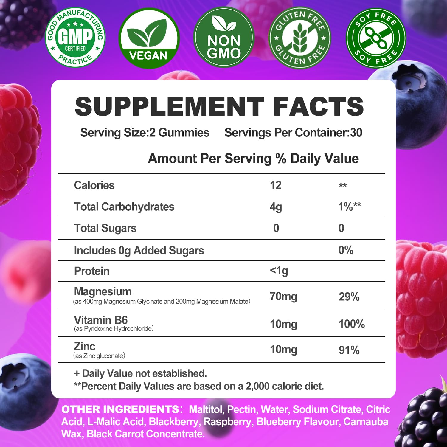 Magnesium Glycinate Gummies 400mg, Sugar Free Mаgnеsium Gummiеs for Adults with Magnesium Malate, Zinc, and Vitamin B6 for Sleep, Body Support and Relaxation, Non GMO, 60 Count-Multi-Flavor - TrustMedUSA