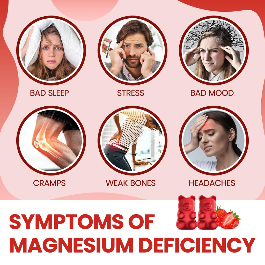 Magnesium Glycinate Gummies 500mg - Magnesium Supplement with Vitamin B6 for Adults & Magnesium for Kids - Calm Magnesium for Sleep, Mood, Muscle Support - Strawberry Flavor, 60 Gummies - TrustMedUSA