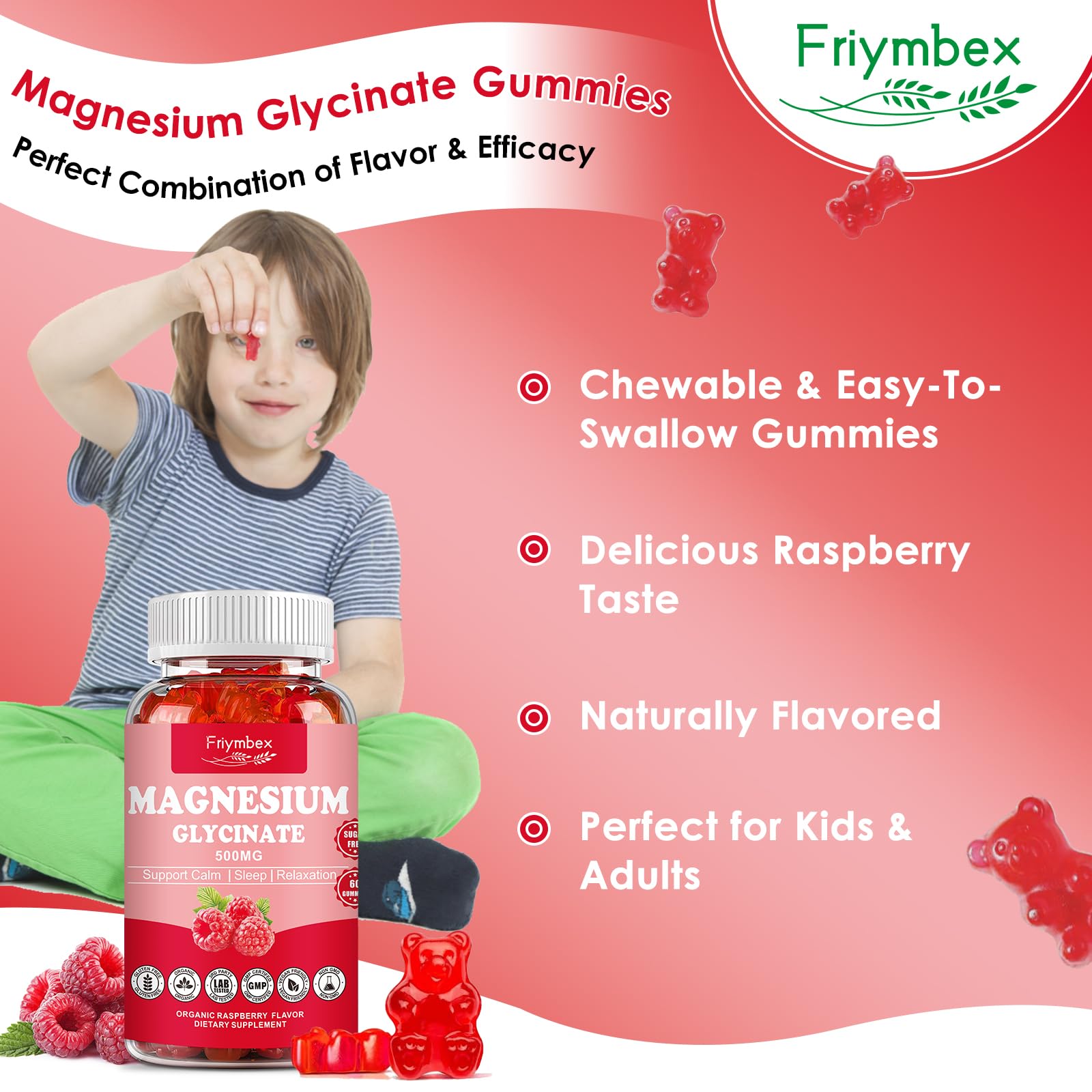 Magnesium Glycinate Gummies 500mg | Relaxation Calm Magnesium Gummies | Sugar-Free | Non-GMO | Gluten-Free - TrustMedUSA