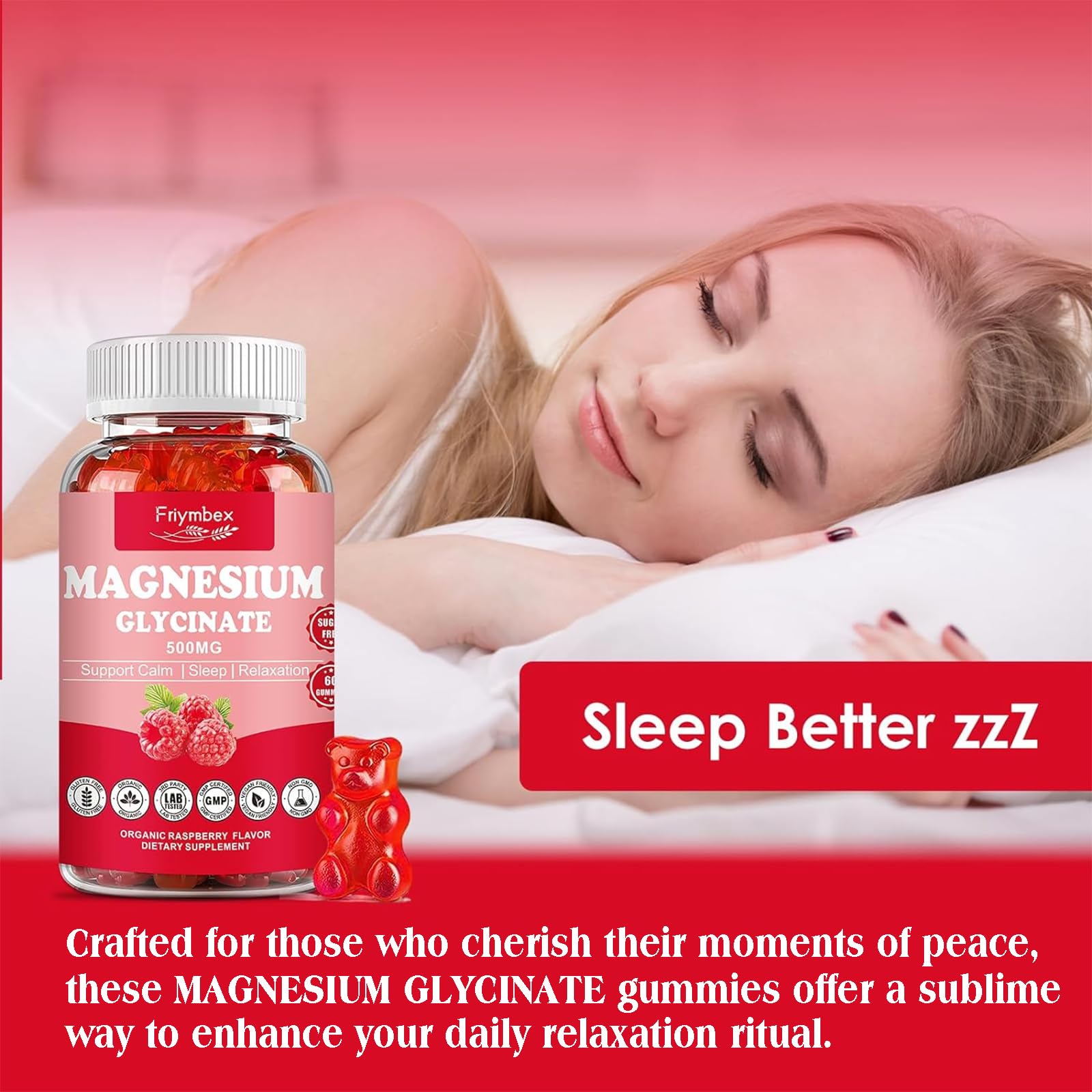 Magnesium Glycinate Gummies 500mg | Relaxation Calm Magnesium Gummies | Sugar-Free | Non-GMO | Gluten-Free - TrustMedUSA