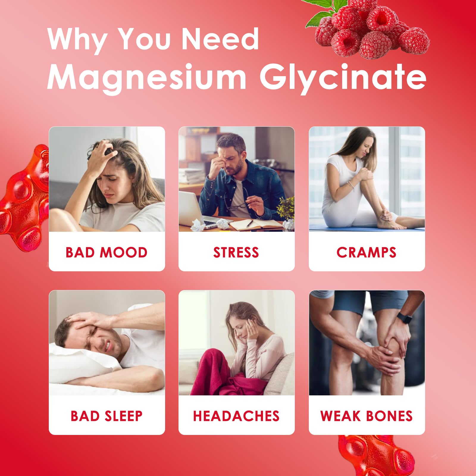 Magnesium Glycinate Gummies 500mg | Relaxation Calm Magnesium Gummies | Sugar-Free | Non-GMO | Gluten-Free - TrustMedUSA