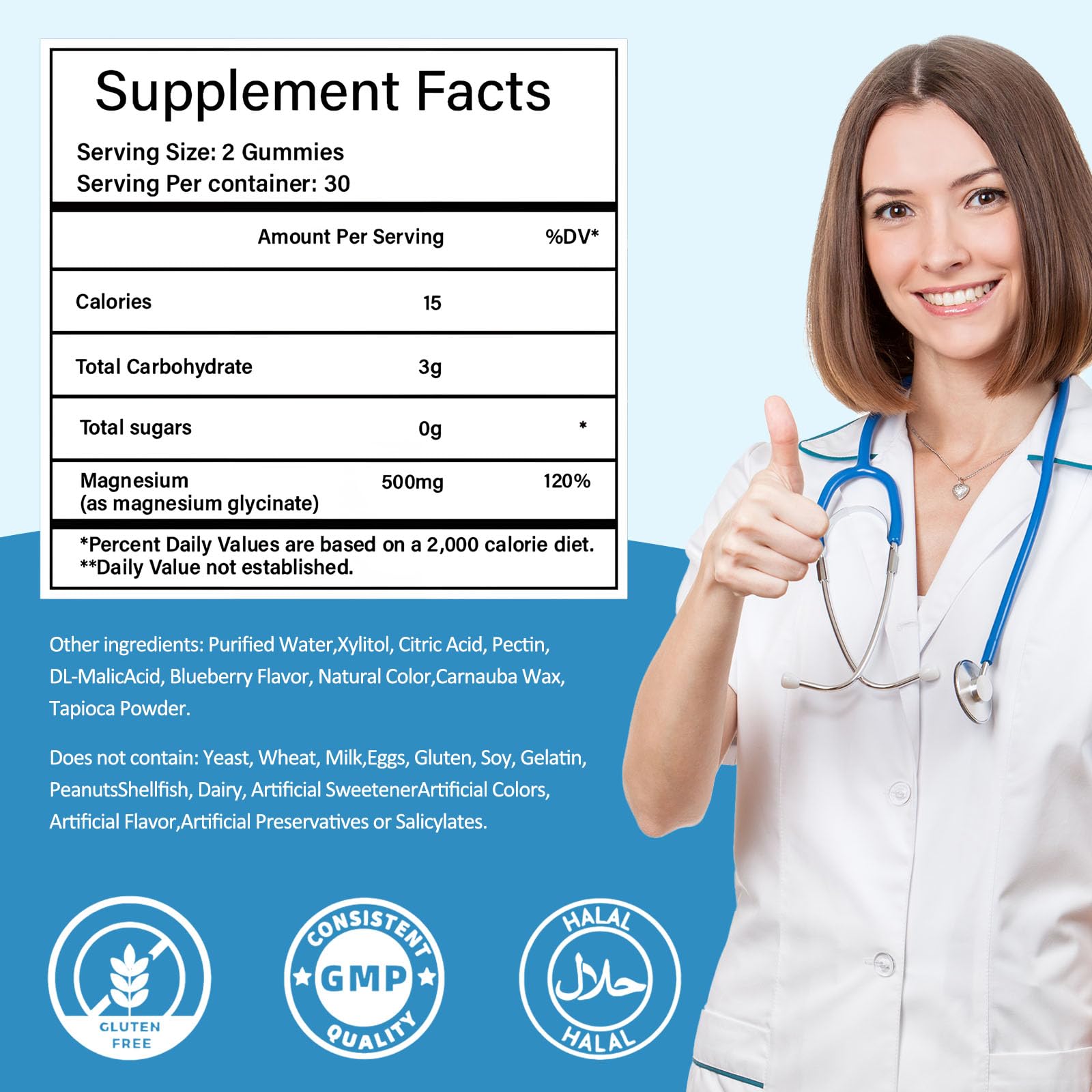 Magnesium Glycinate Gummies 500mg, Sugar-Free for Adults & Kids, Magnesium Gummies for Sleep, Stress & Muscle Relief, Supports Bone & Nerve Health, - TrustMedUSA