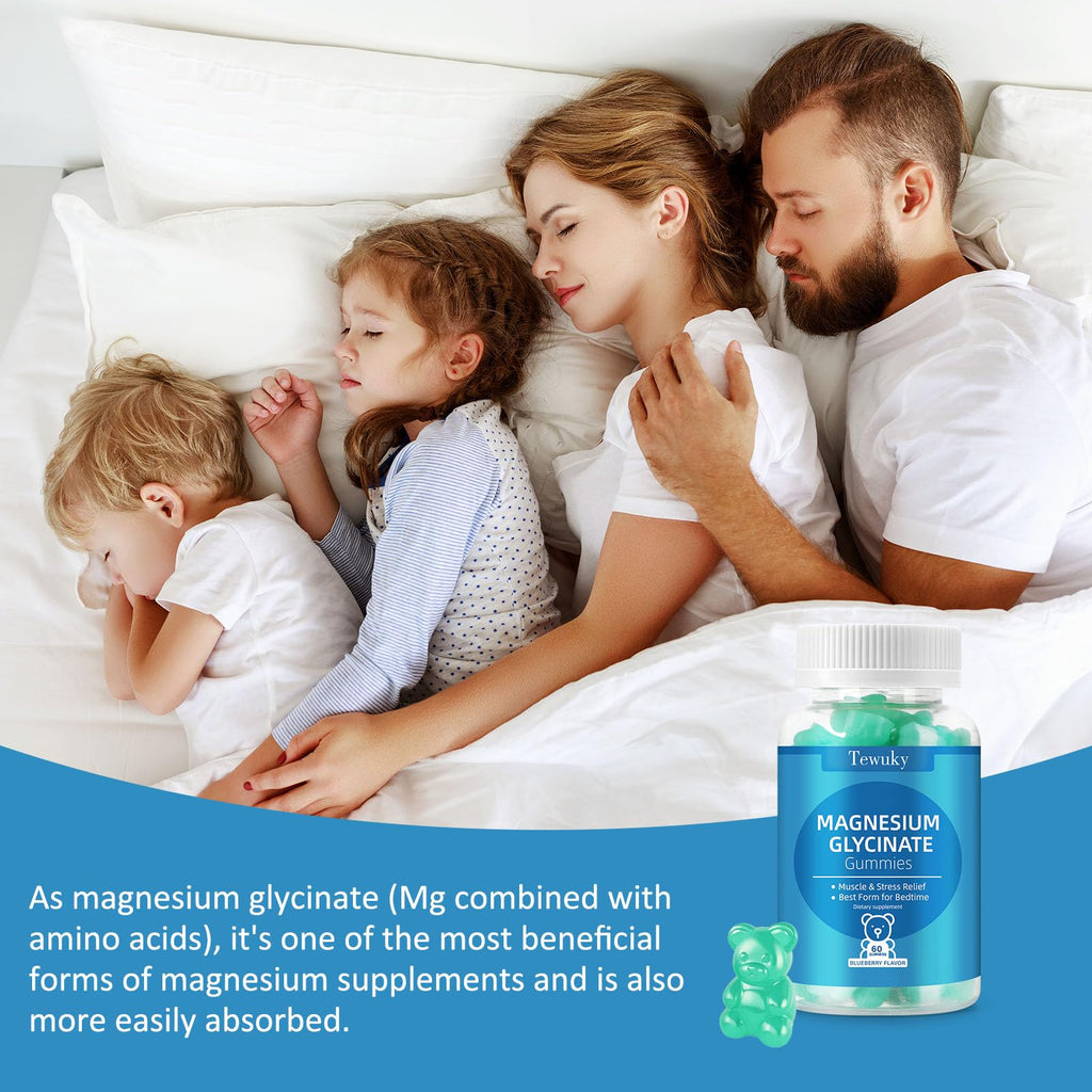 Magnesium Glycinate Gummies 500mg, Sugar-Free for Adults & Kids, Magnesium Gummies for Sleep, Stress & Muscle Relief, Supports Bone & Nerve Health, - TrustMedUSA