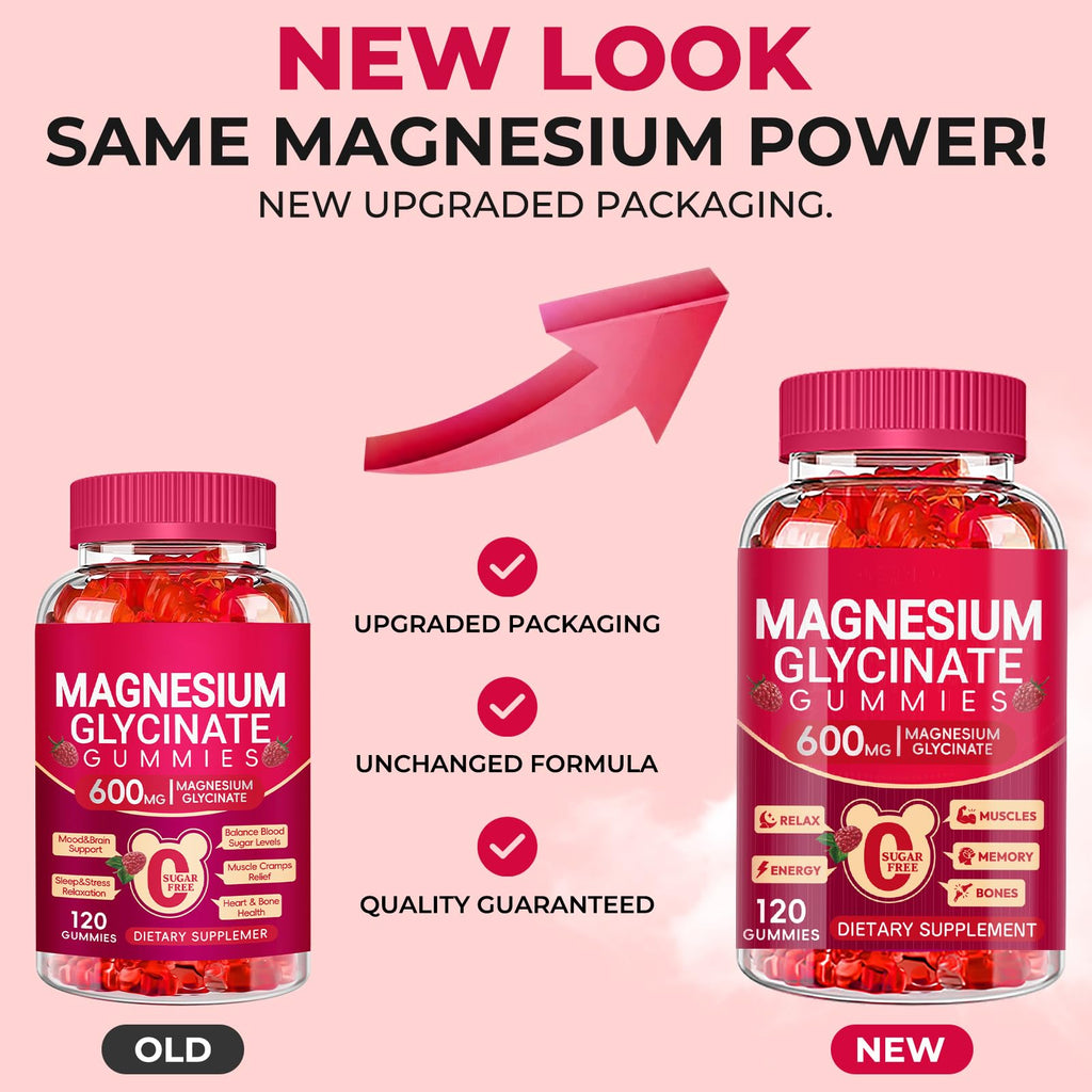 Magnesium Glycinate Gummies 600mg, Sugar Free Magnesium Gummies for Adults, Chewable Potassium Supplements for Body Support - TrustMedUSA