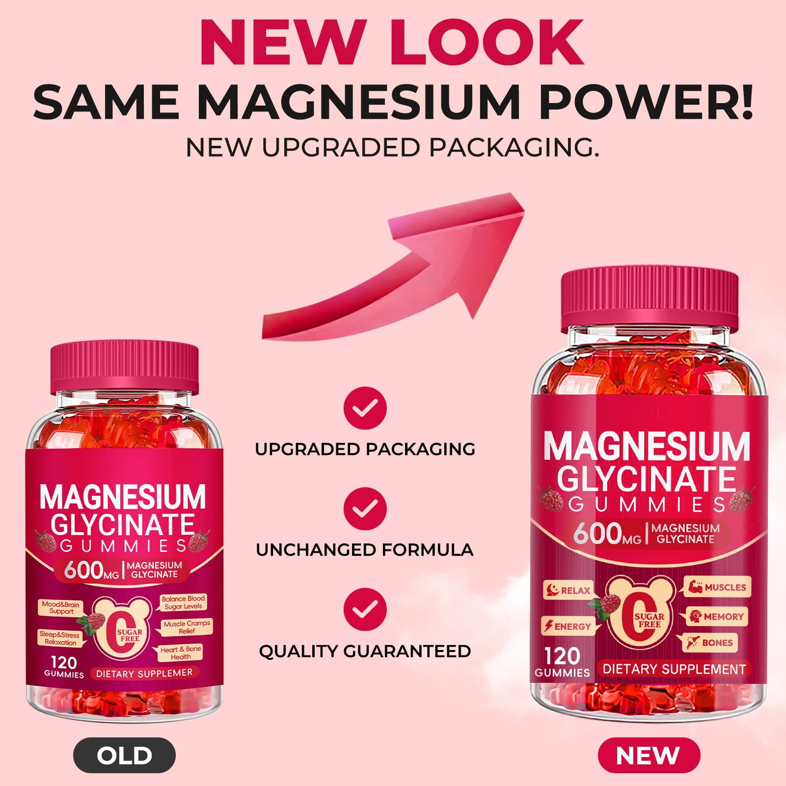 Magnesium Glycinate Gummies 600mg, Sugar Free Magnesium Gummies for Adults, Chewable Potassium Supplements for Body Support - TrustMedUSA