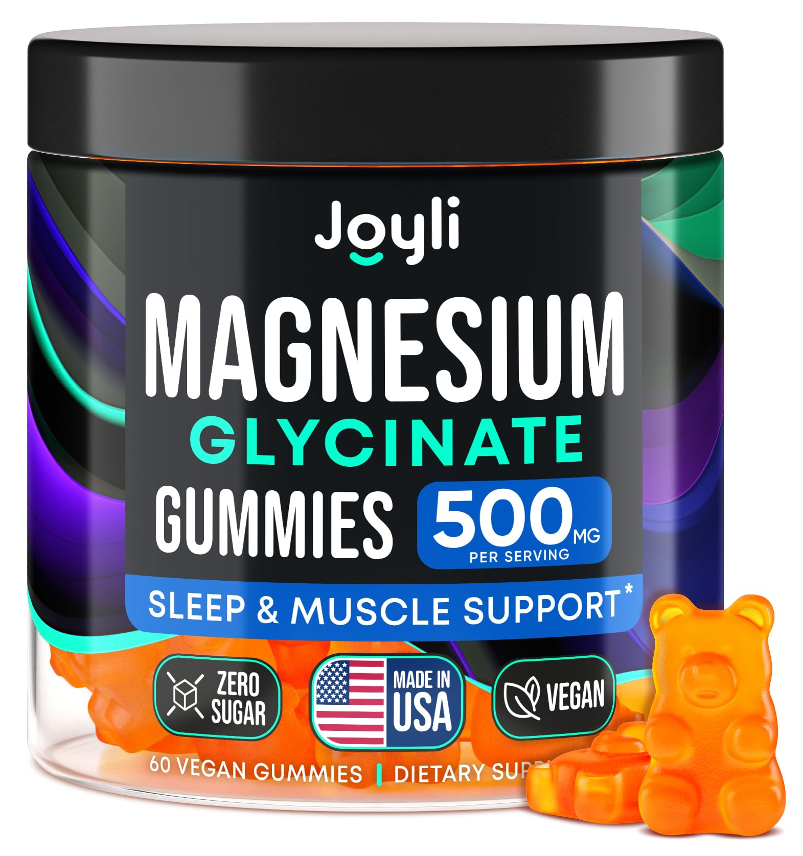 Magnesium Glycinate Gummies for Adults 500mg - Chewable Magnesium Glycinate for Kids Sleep, Glicinato De Magnesio para Mujeres, 60 Count - TrustMedUSA