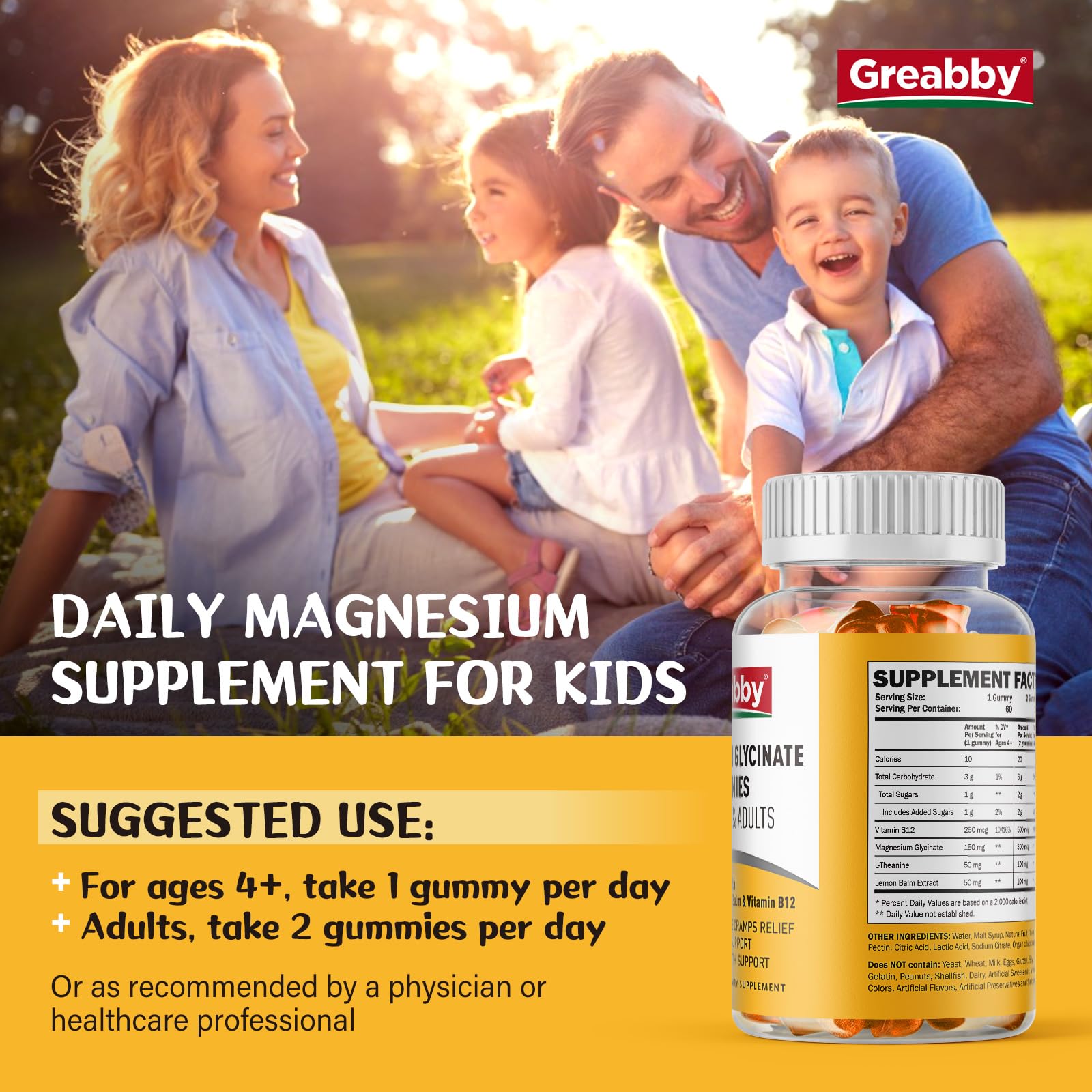 Magnesium Glycinate Gummies for Kids & Adults - Magnesium Glycinate 300mg Chewable Supplement - Promotes Sleep, Muscle, Relaxation (60Count) - TrustMedUSA