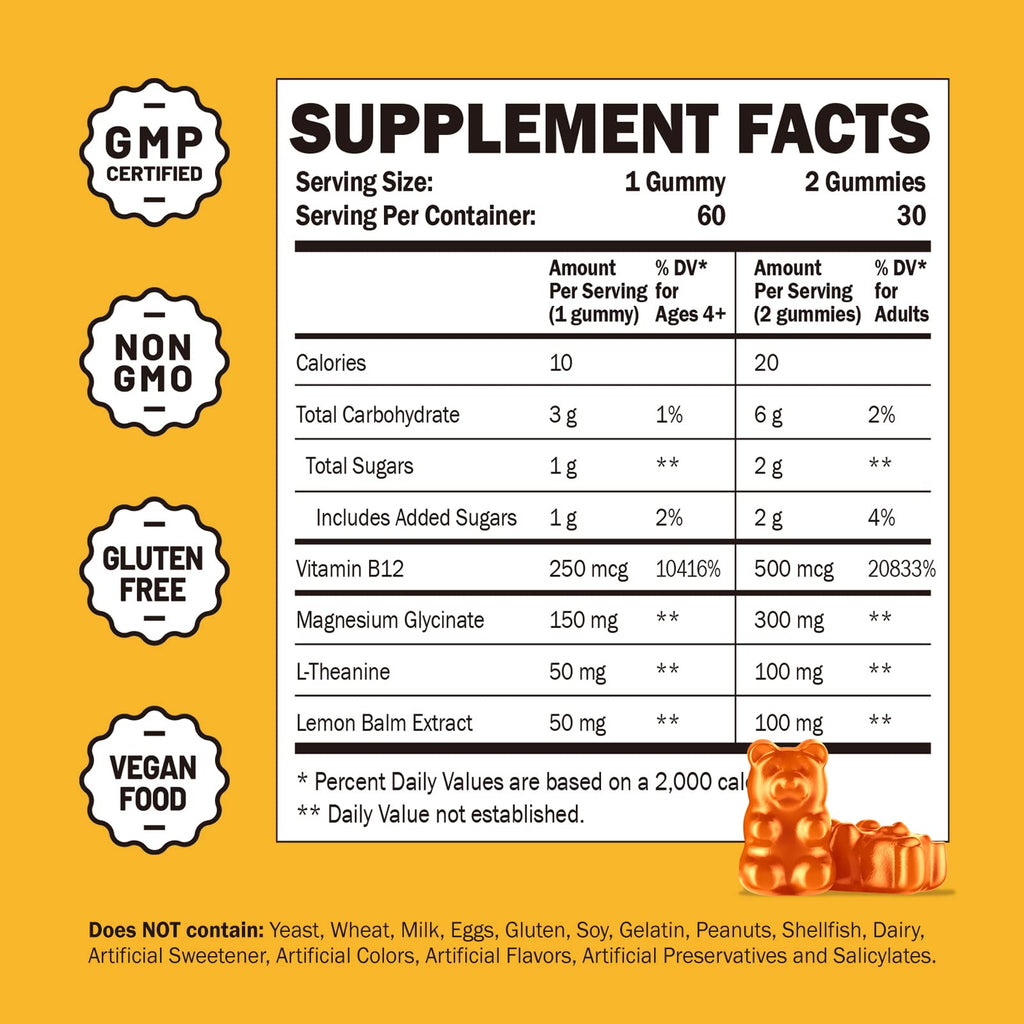 Magnesium Glycinate Gummies for Kids & Adults - Magnesium Glycinate 300mg Chewable Supplement - Promotes Sleep, Muscle, Relaxation (60Count) - TrustMedUSA