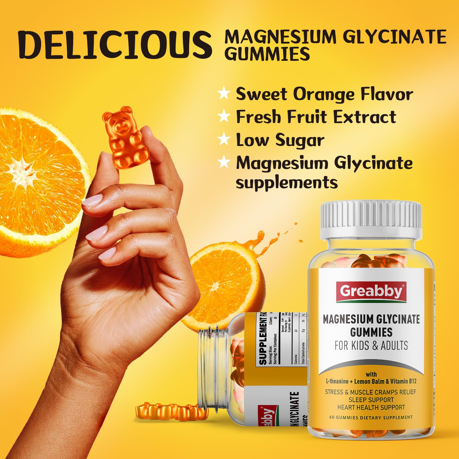 Magnesium Glycinate Gummies for Kids & Adults - Magnesium Glycinate 300mg Chewable Supplement - Promotes Sleep, Muscle, Relaxation (60Count) - TrustMedUSA