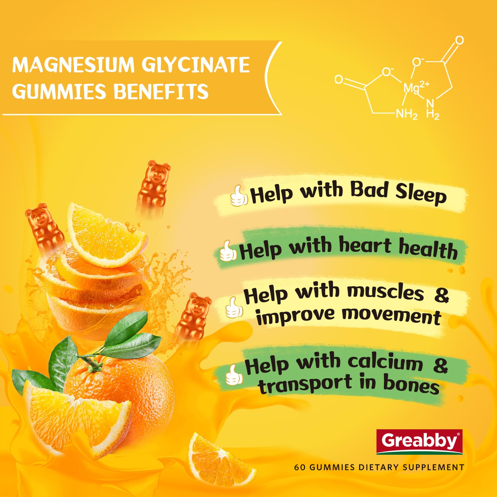 Magnesium Glycinate Gummies for Kids & Adults - Magnesium Glycinate 300mg Chewable Supplement - Promotes Sleep, Muscle, Relaxation (60Count) - TrustMedUSA