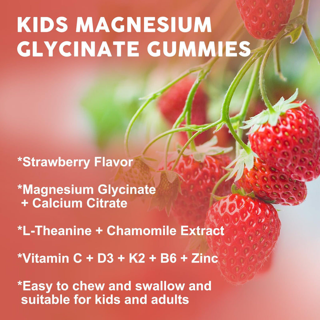 Magnesium Glycinate Gummies for Kids & Adults - Relaxation & Cognition Support - 400/200mg Magnesium Supplement with L-Theanine, Chamomile, B6, D3 & K2 - TrustMedUSA