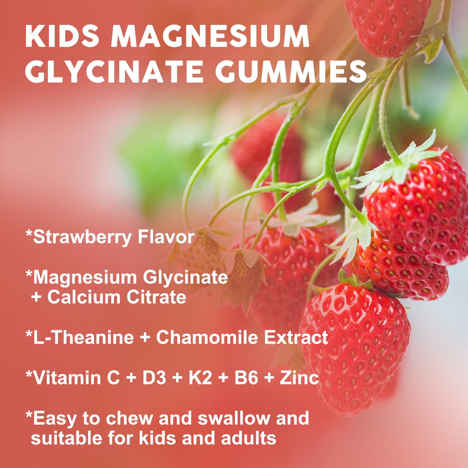 Magnesium Glycinate Gummies for Kids & Adults - Relaxation & Cognition Support - 400/200mg Magnesium Supplement with L-Theanine, Chamomile, B6, D3 & K2 - TrustMedUSA