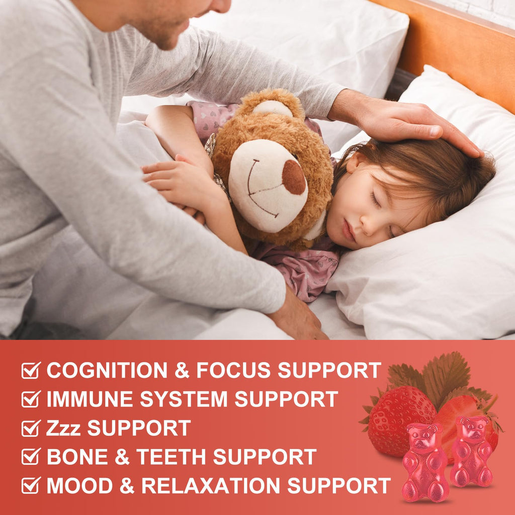 Magnesium Glycinate Gummies for Kids & Adults - Relaxation & Cognition Support - 400/200mg Magnesium Supplement with L-Theanine, Chamomile, B6, D3 & K2 - TrustMedUSA