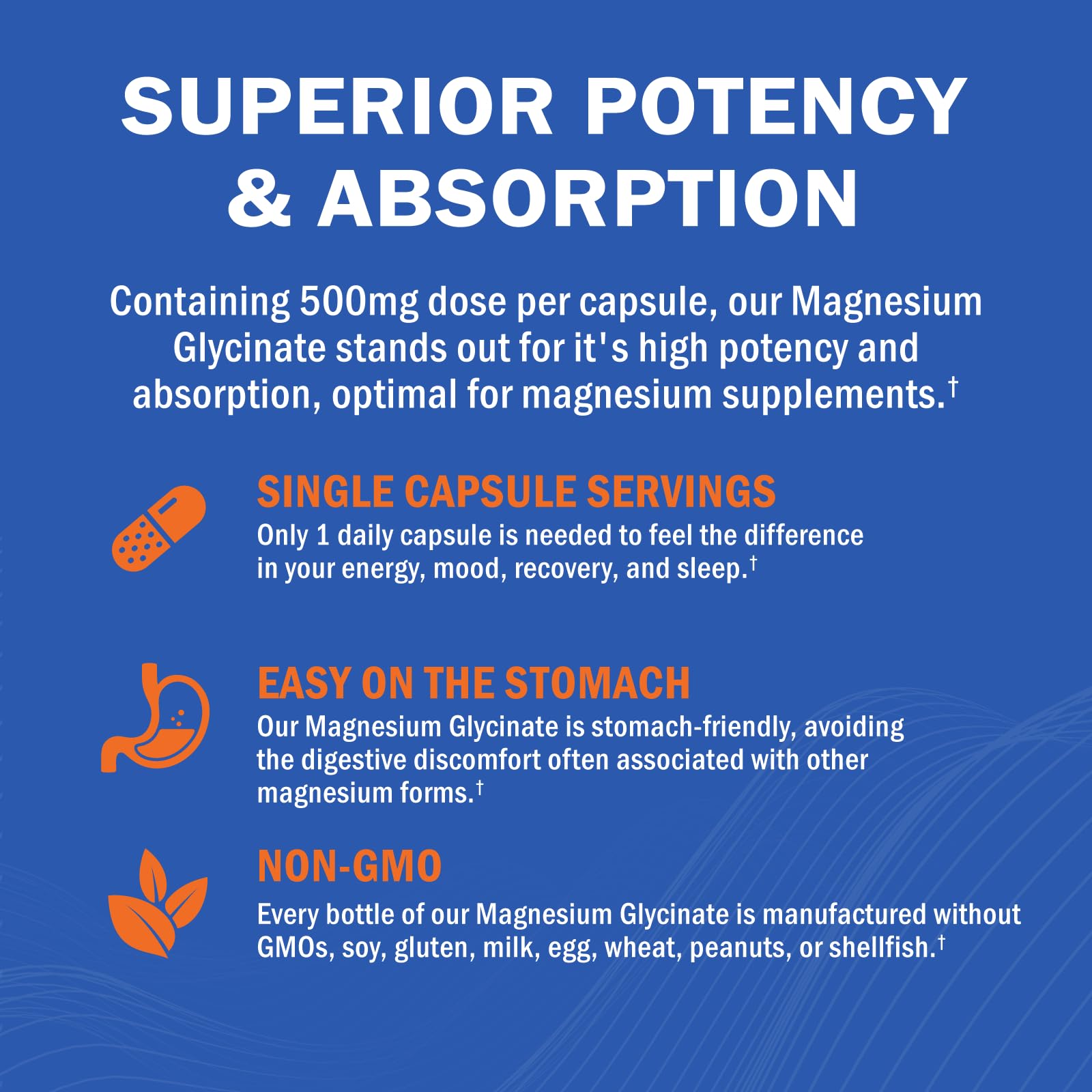 Magnesium Glycinate - High Absorption Magnesium Supplement 500mg Per Serving for Stress Relief, Sleep, Heart and Bone Health, Nerve Support - Non-GMO, Gluten-Free, Gentle on Stomach, 240 Capsules - TrustMedUSA