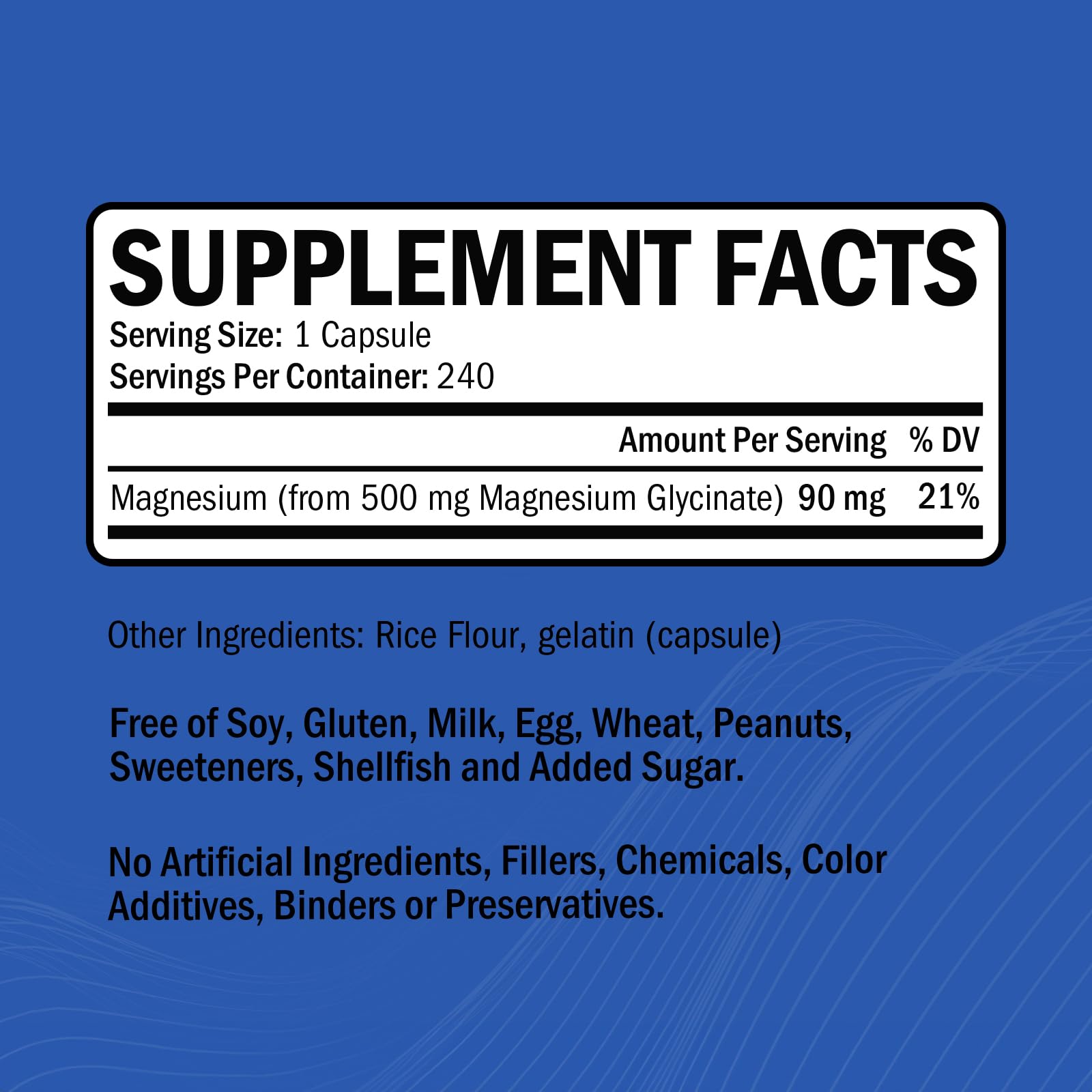 Magnesium Glycinate - High Absorption Magnesium Supplement 500mg Per Serving for Stress Relief, Sleep, Heart and Bone Health, Nerve Support - Non-GMO, Gluten-Free, Gentle on Stomach, 240 Capsules - TrustMedUSA