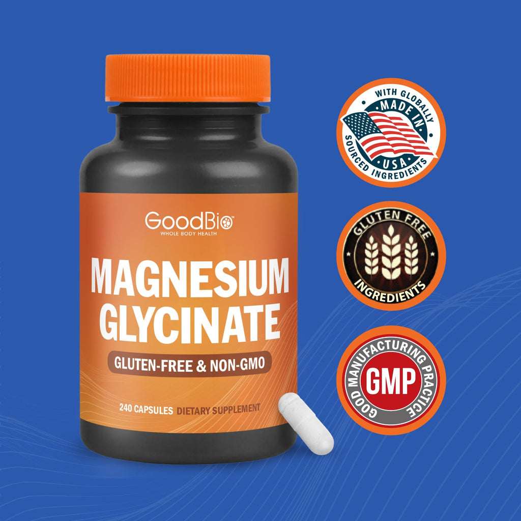 Magnesium Glycinate - High Absorption Magnesium Supplement 500mg Per Serving for Stress Relief, Sleep, Heart and Bone Health, Nerve Support - Non-GMO, Gluten-Free, Gentle on Stomach, 240 Capsules - TrustMedUSA