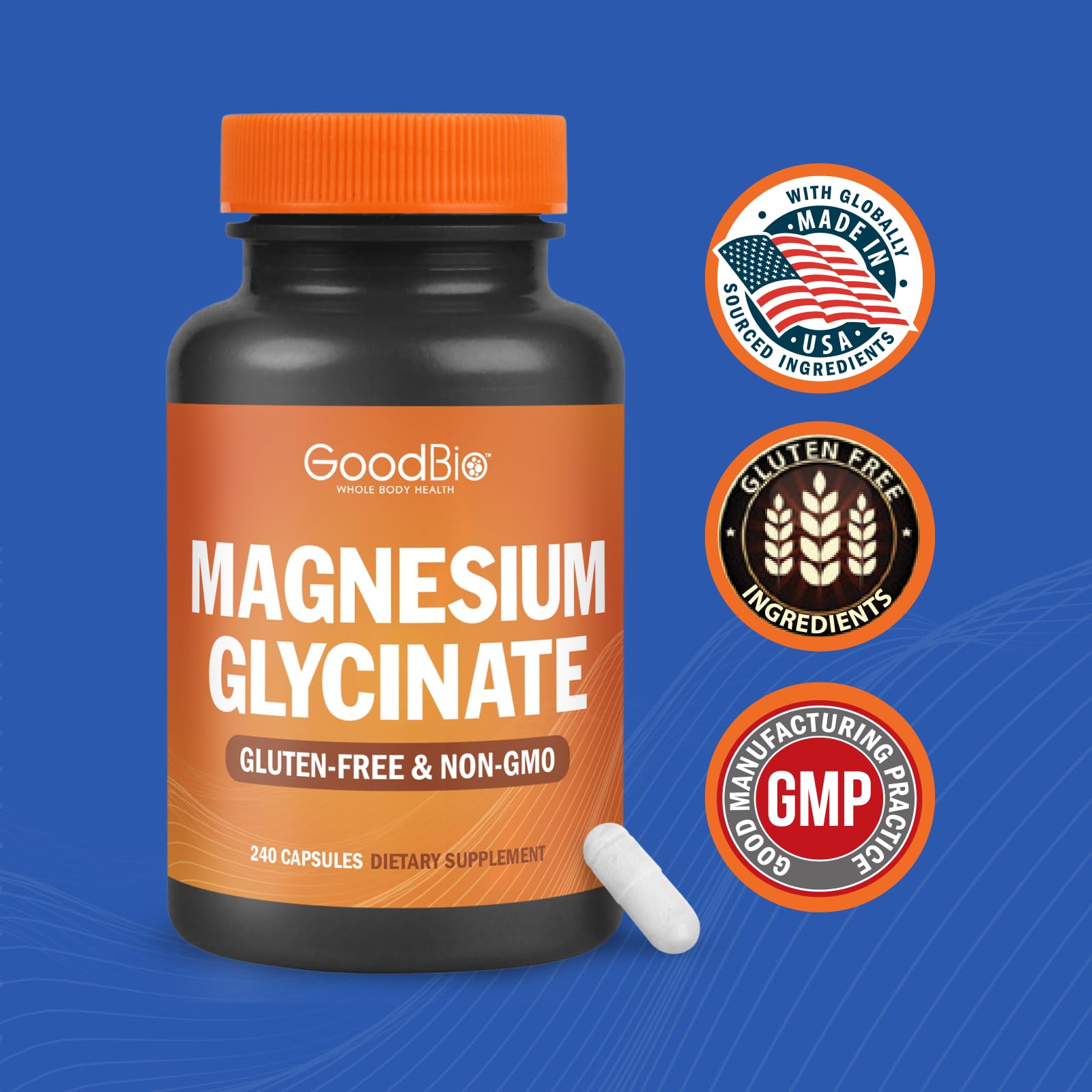 Magnesium Glycinate - High Absorption Magnesium Supplement 500mg Per Serving for Stress Relief, Sleep, Heart and Bone Health, Nerve Support - Non-GMO, Gluten-Free, Gentle on Stomach, 240 Capsules - TrustMedUSA