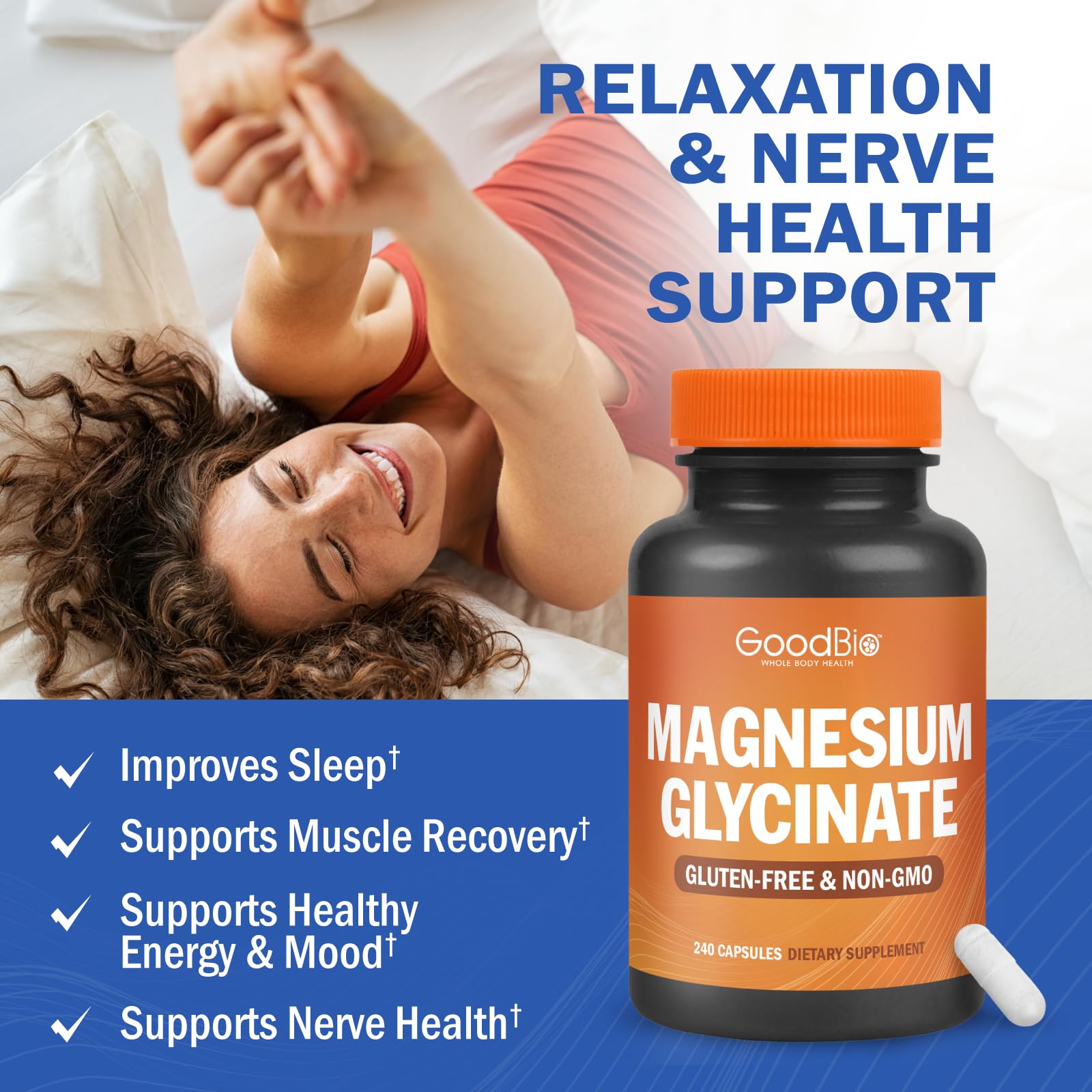 Magnesium Glycinate - High Absorption Magnesium Supplement 500mg Per Serving for Stress Relief, Sleep, Heart and Bone Health, Nerve Support - Non-GMO, Gluten-Free, Gentle on Stomach, 240 Capsules - TrustMedUSA