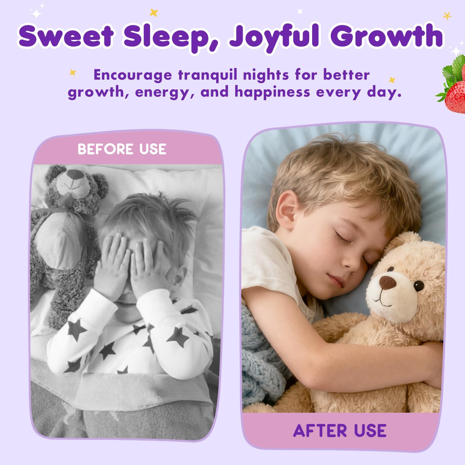 Magnesium Glycinate Liquid for Kids - Magnesium Bisglycinate Drops with L-Theanine, Chamomile & Vitamin B6, B12, C, D3 for Sleep, Relaxation, Immune Support, Calm & Focus - 2 Fl Oz, Strawberry Flavor - TrustMedUSA