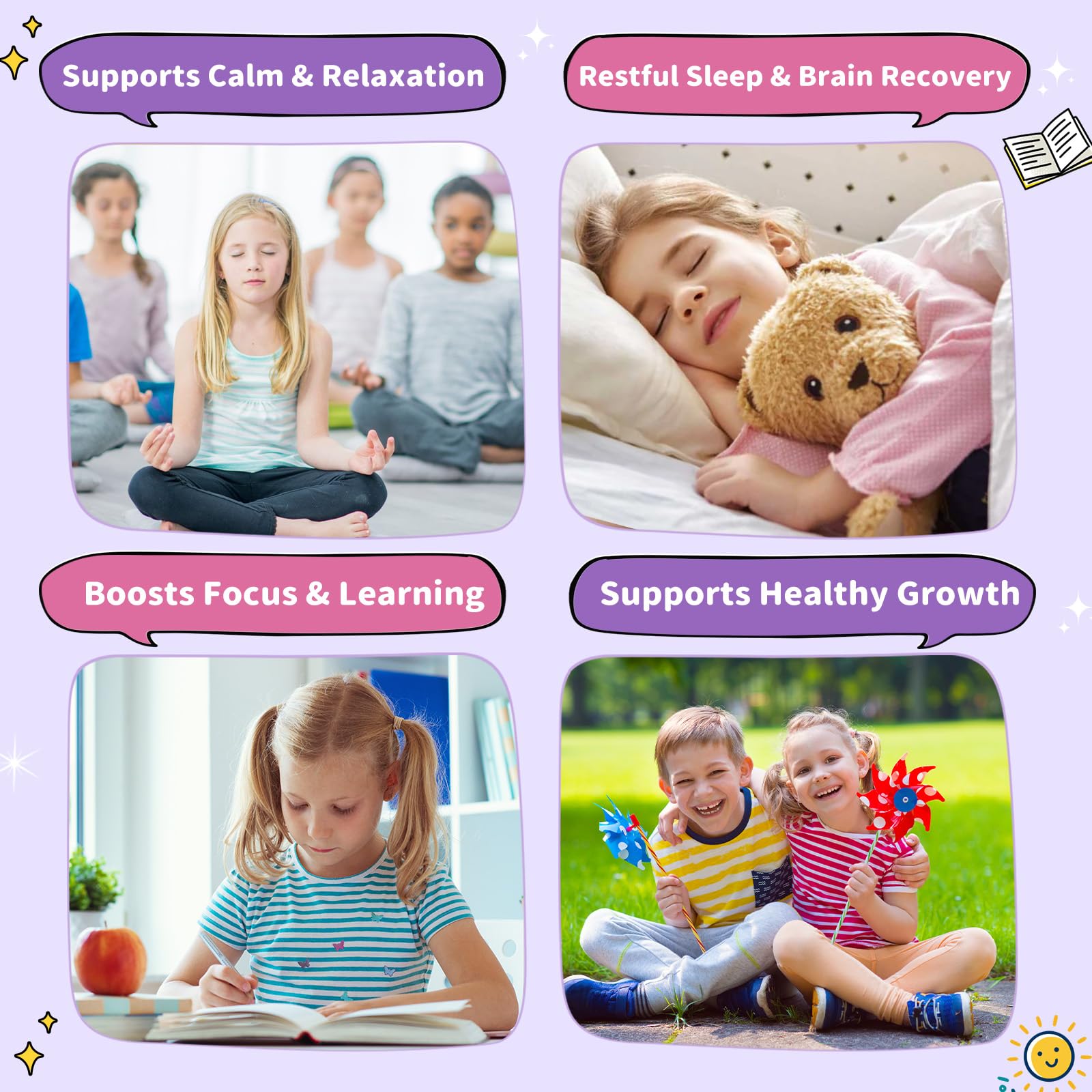 Magnesium Glycinate Liquid for Kids - Magnesium Bisglycinate Drops with L-Theanine, Chamomile & Vitamin B6, B12, C, D3 for Sleep, Relaxation, Immune Support, Calm & Focus - 2 Fl Oz, Strawberry Flavor - TrustMedUSA