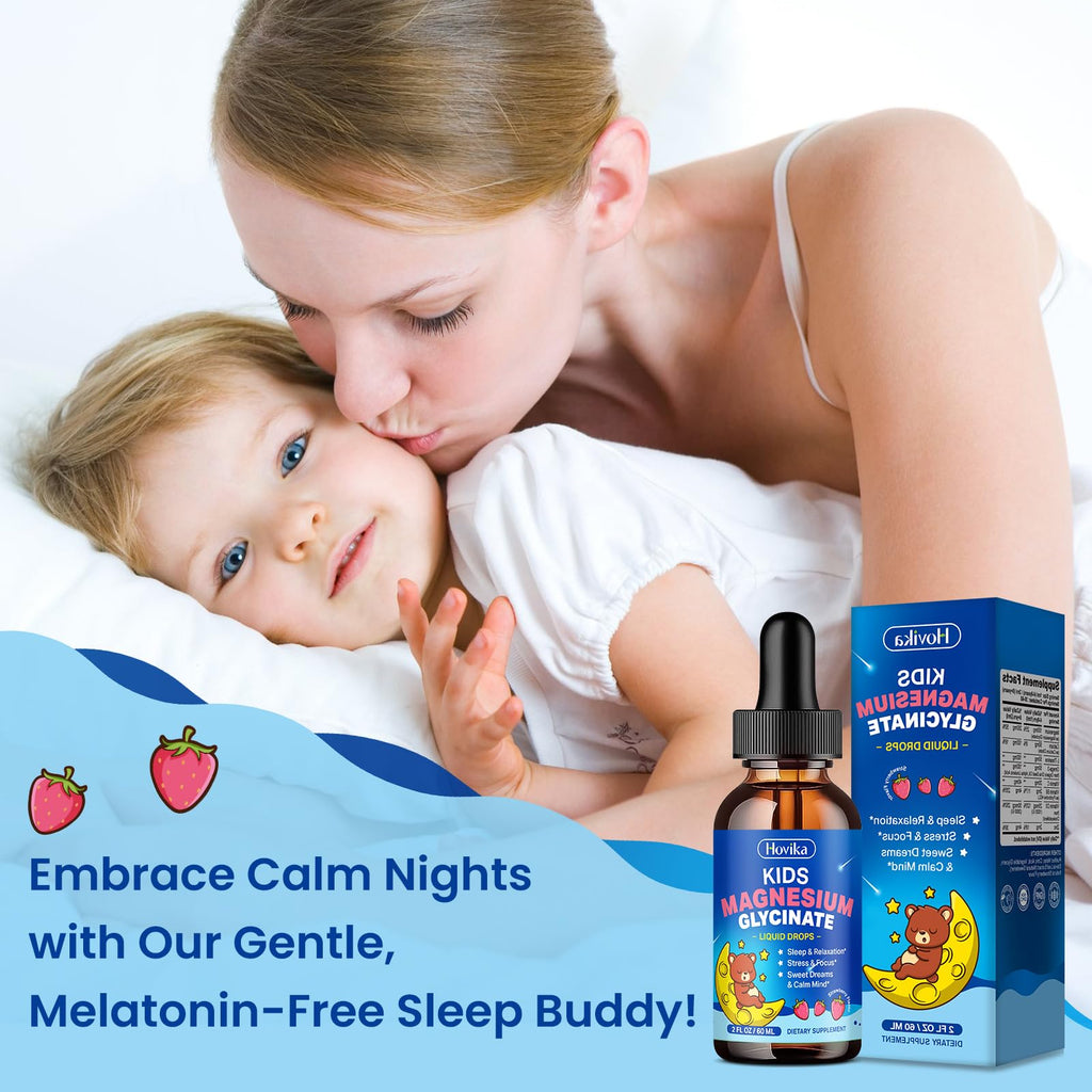 Magnesium Glycinate Liquid for Kids - with L-Theanine Omega-3, Vitamin B6, D3, Zinc - Kids Magnesium Drops for Sleep, Relaxation - TrustMedUSA