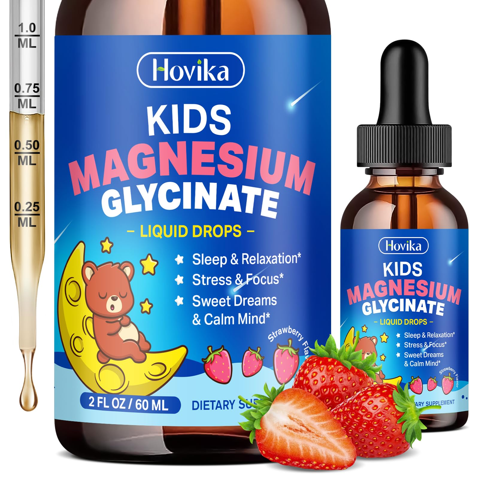 Magnesium Glycinate Liquid for Kids - with L-Theanine Omega-3, Vitamin B6, D3, Zinc - Kids Magnesium Drops for Sleep, Relaxation - TrustMedUSA