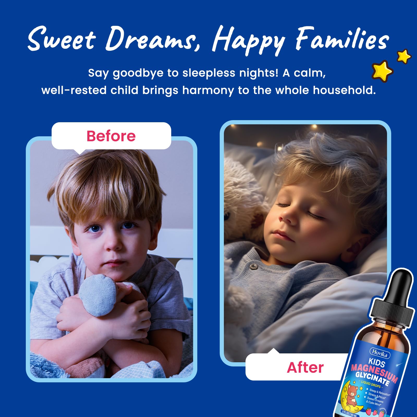 Magnesium Glycinate Liquid for Kids - with L-Theanine Omega-3, Vitamin B6, D3, Zinc - Kids Magnesium Drops for Sleep, Relaxation - TrustMedUSA