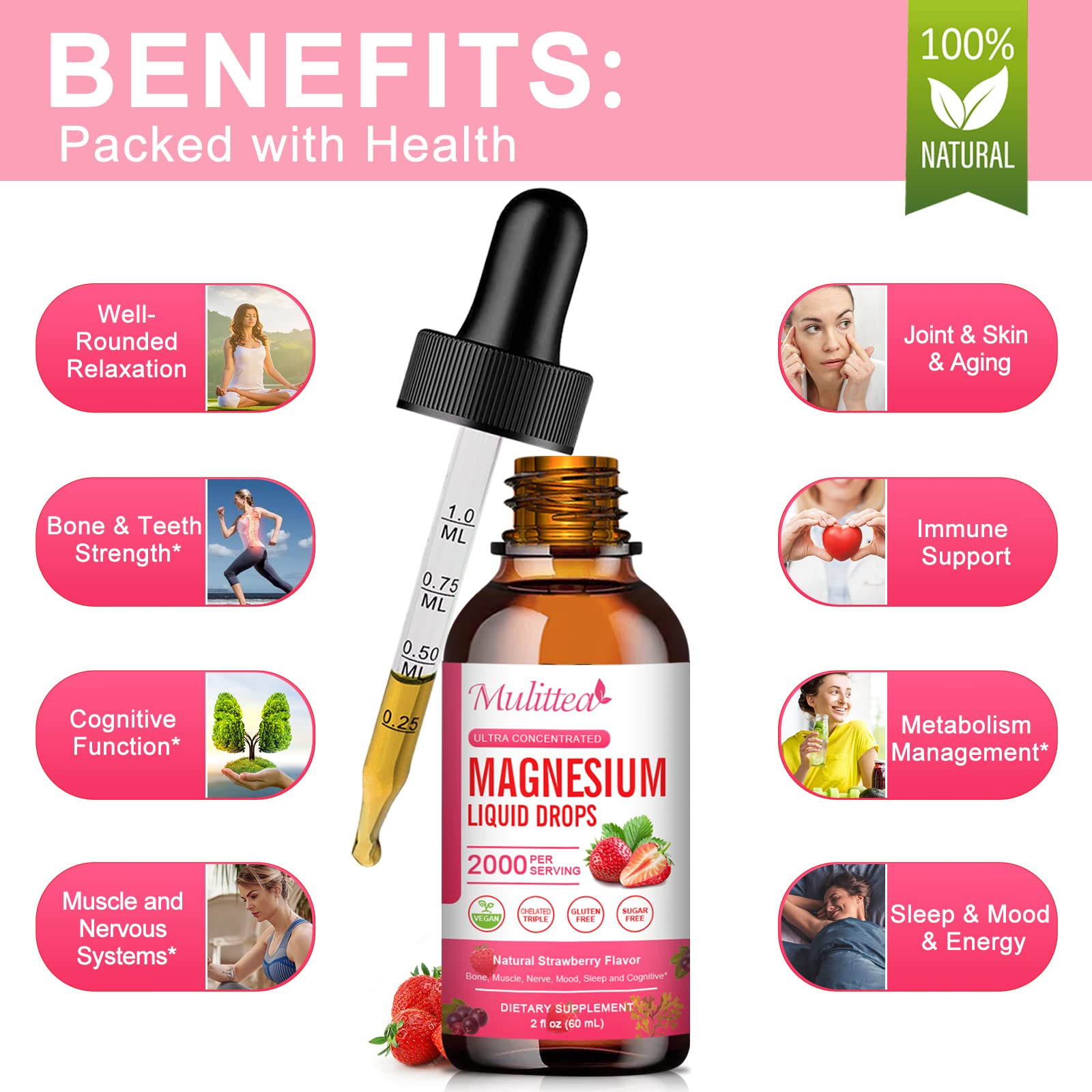 Magnesium Glycinate Liquid, High Potency Magnesium Glycinate, Citrate, Sugar Free Vegan Non-GMO Complex Supplement Promotes Nerv,Relaxation,Muscle,Sleep Support* - TrustMedUSA