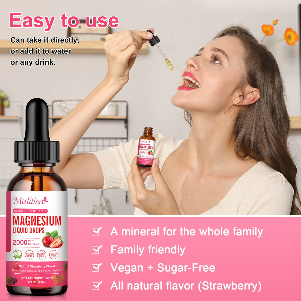 Magnesium Glycinate Liquid, High Potency Magnesium Glycinate, Citrate, Sugar Free Vegan Non-GMO Complex Supplement Promotes Nerv,Relaxation,Muscle,Sleep Support* - TrustMedUSA