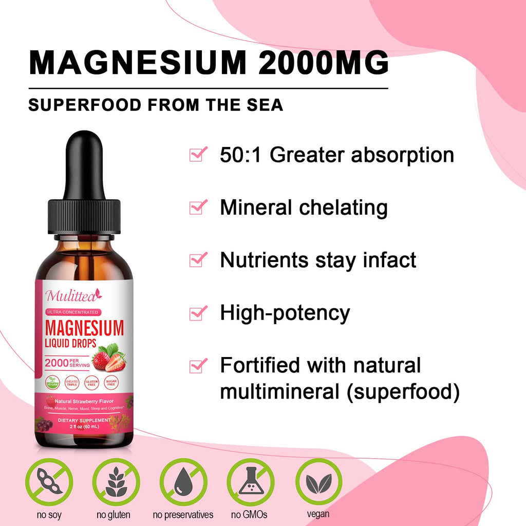 Magnesium Glycinate Liquid, High Potency Magnesium Glycinate, Citrate, Sugar Free Vegan Non-GMO Complex Supplement Promotes Nerv,Relaxation,Muscle,Sleep Support* - TrustMedUSA