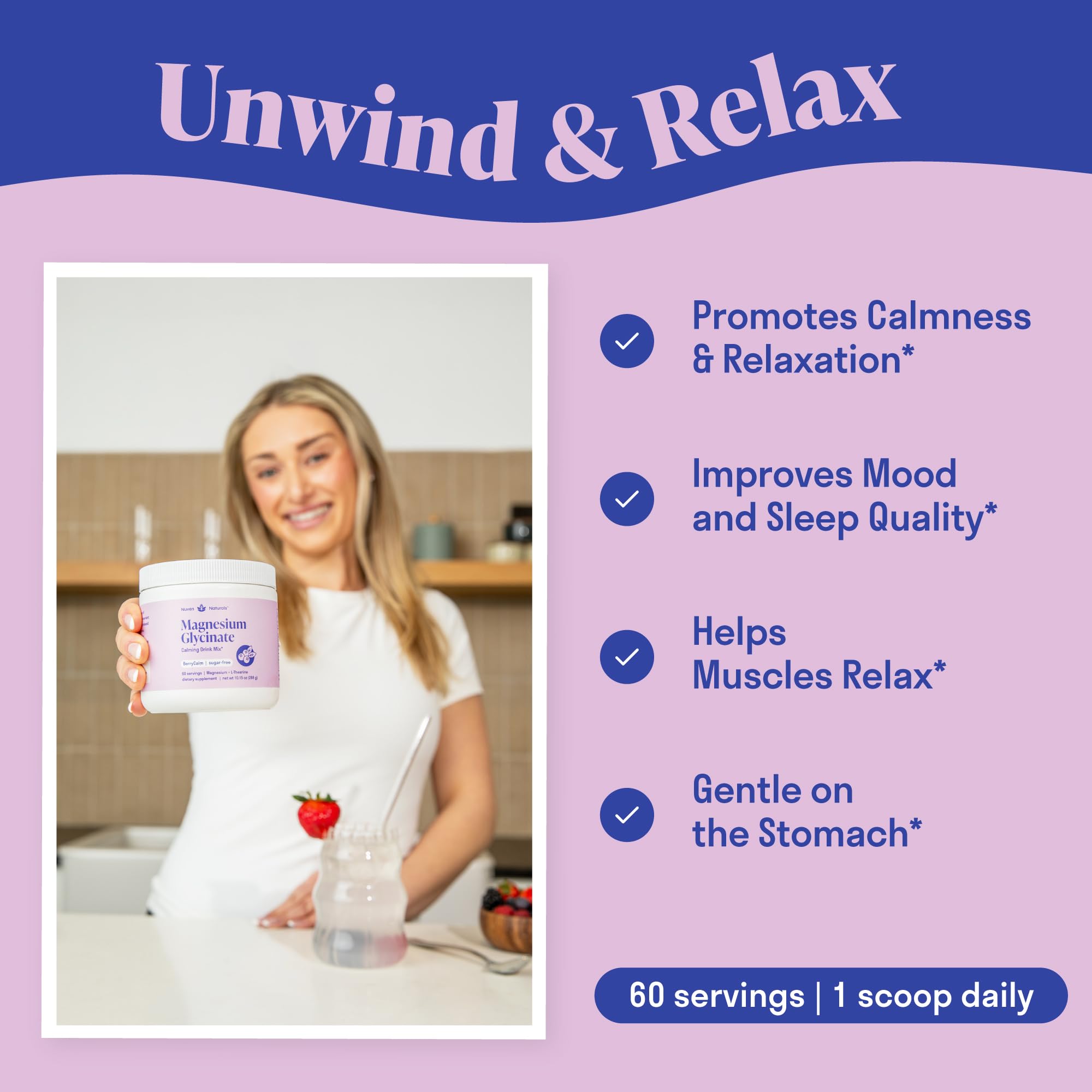 Magnesium Glycinate Powder + L-Theanine | 60 Servings | 300 mg per Scoop High Absorption Chelated Magnesium Powder for Sleep - Natural Mixed Berry Flavor, No Sugar, Support Restful Sleep & Relaxation - TrustMedUSA