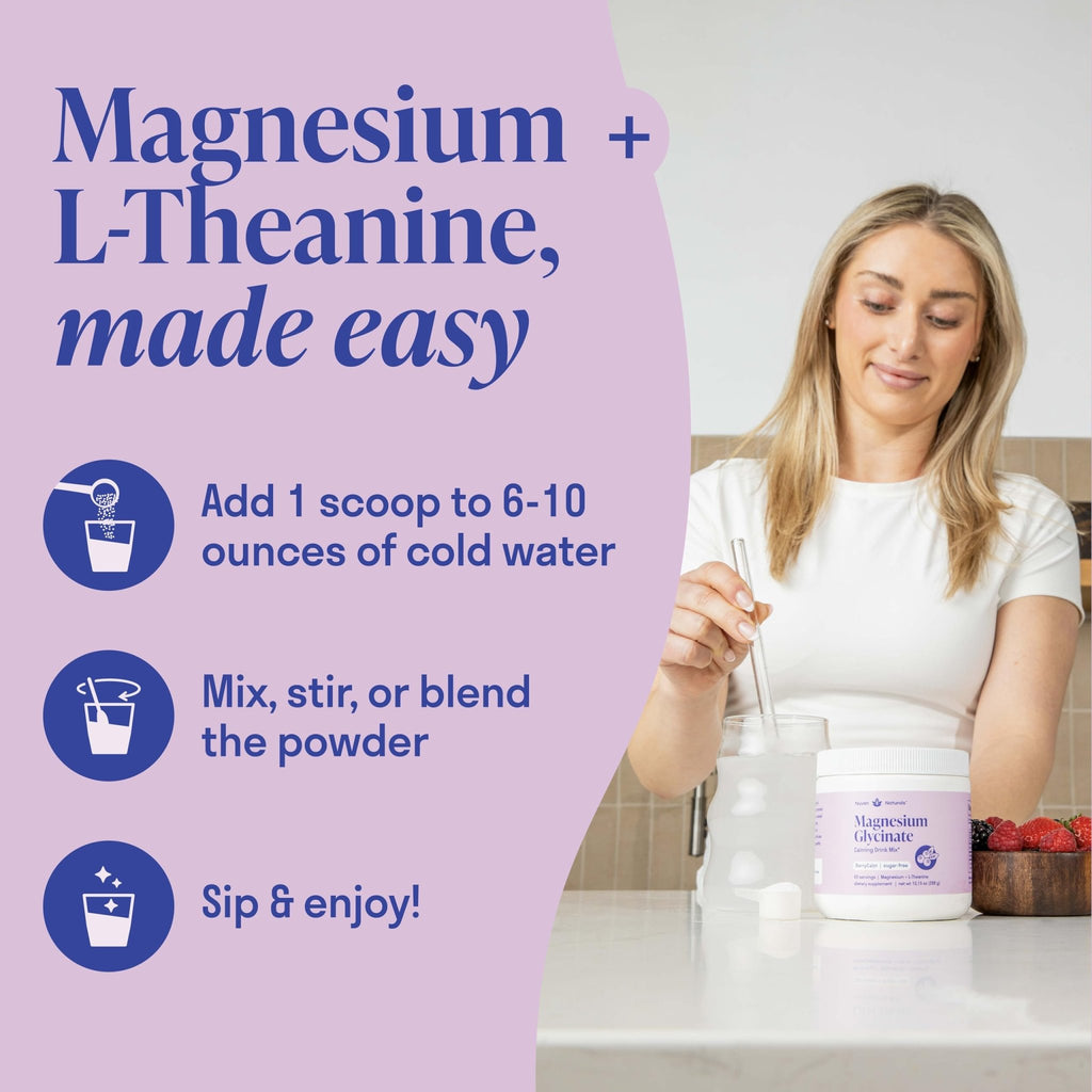 Magnesium Glycinate Powder + L-Theanine | 60 Servings | 300 mg per Scoop High Absorption Chelated Magnesium Powder for Sleep - Natural Mixed Berry Flavor, No Sugar, Support Restful Sleep & Relaxation - TrustMedUSA