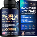 Magnesium Glycinate - Sleep & Relaxation Support - Extra Strength Glycinate, Glycine & Taurine 1500 mg - Magnesium Supplement for Women & Men - Chelated & High Absorption - Made in USA - 120 Capsules - TrustMedUSA
