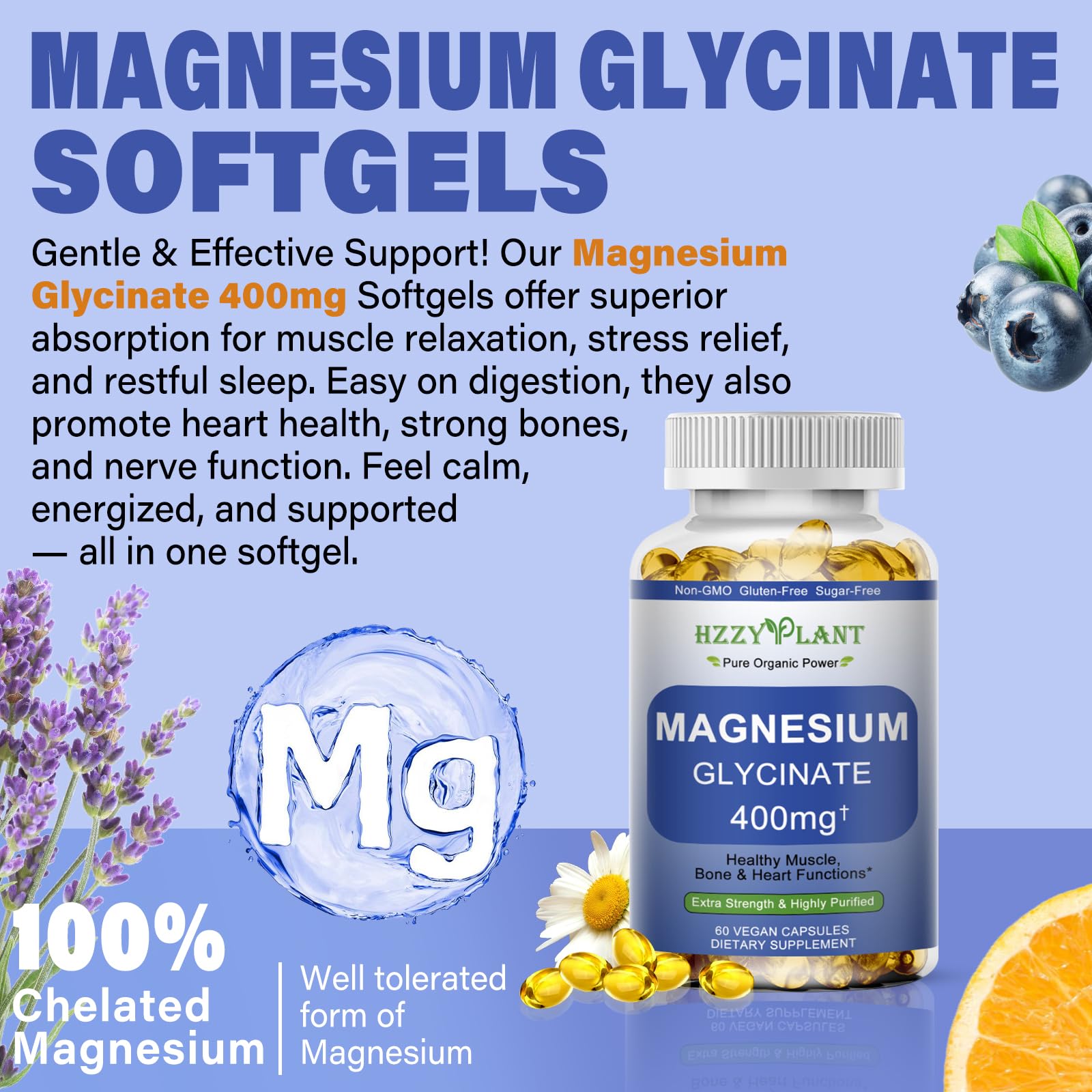 Magnesium Glycinate Softgels, High Absorption Magnesium Glycinate 400mg Supplement for Muscle, Heart, Sleep & Bone Support, Bisglycinate Softgel Capsules Supplement, Vegan, Non-GMO, 2 Month Supply - TrustMedUSA